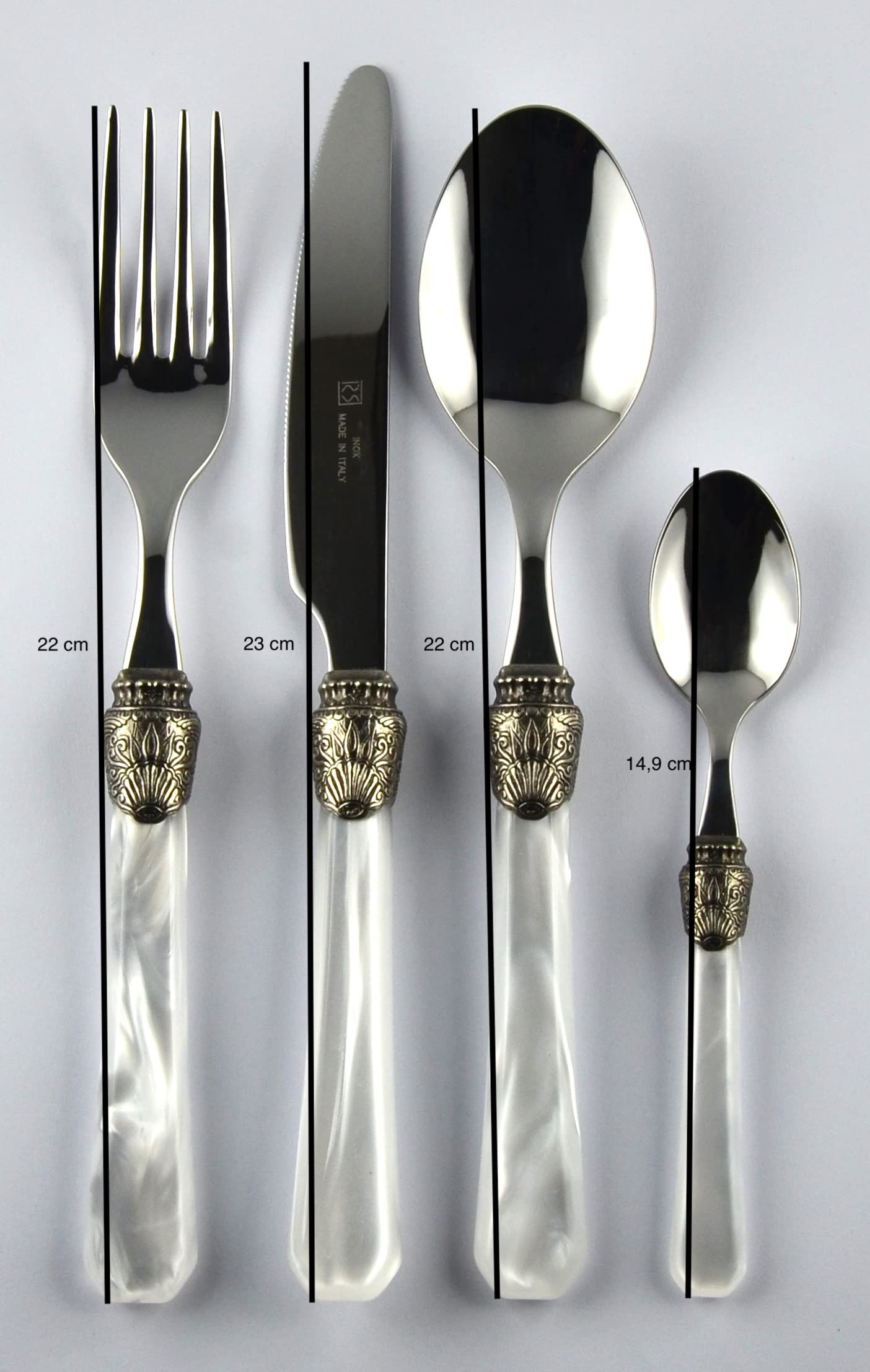Rivadossi Penelope Bianco - Set di Posate per 6 Persone, 24 Pezzi - 100% Made in Italy, Artigianalità e Design - Acciaio Inox 18/10