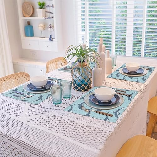Miniatura 8 de Dolphins Sea Pattern Placemats Set of 4 Table Mats Washable Placemat Waterproof Place Mats for Party Home Dining Table Decor 18x12 in