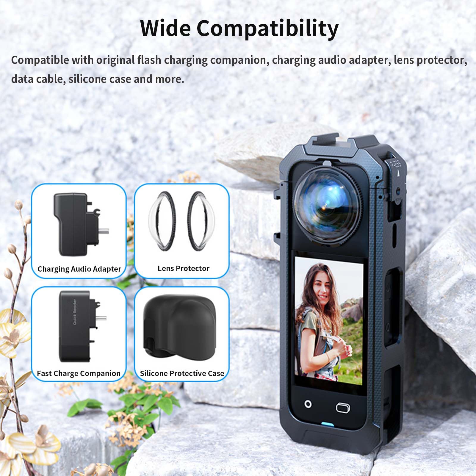 Cadre De Protection Rzspher Pour Insta360 X5 – Cage Magnétique Rapide, Plastique Résistant, Léger Et Antidérapant