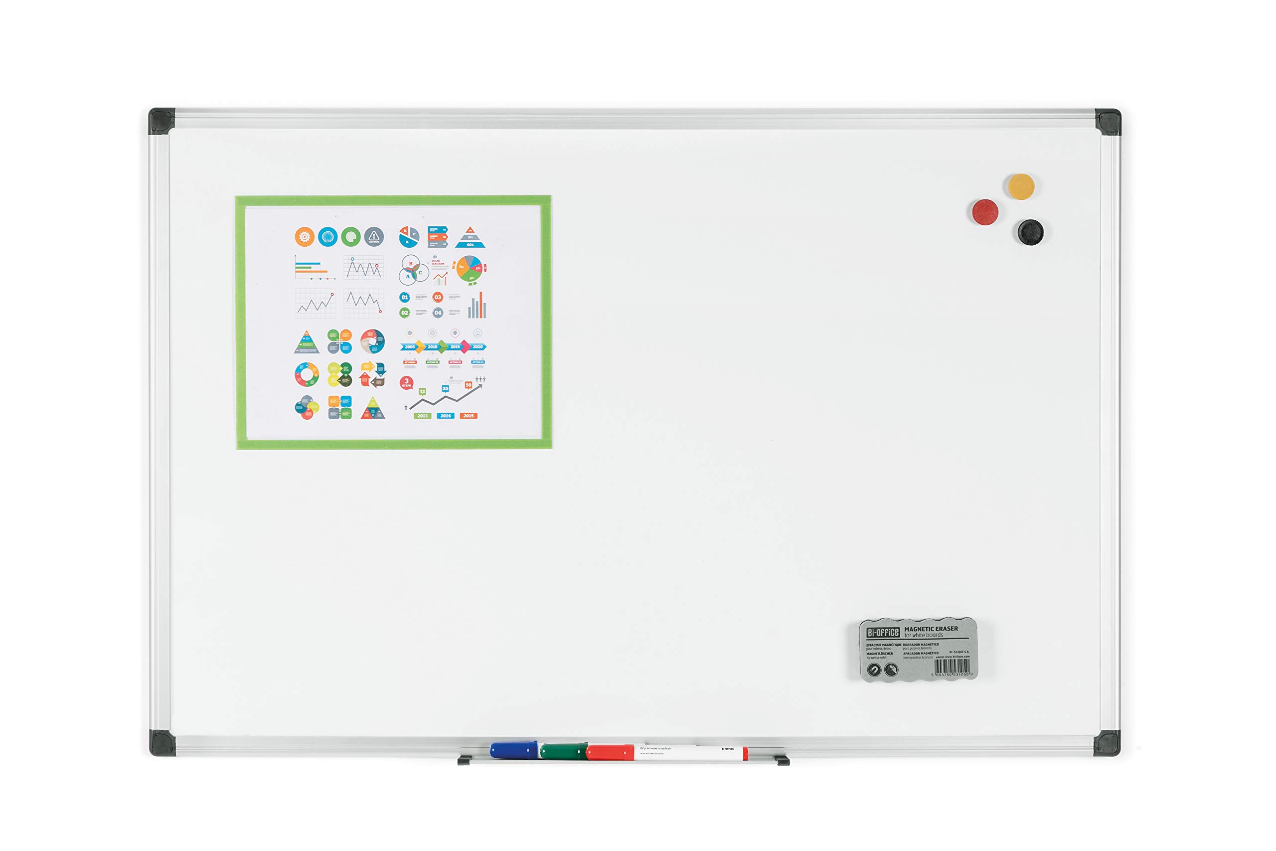 Bi-Office Maya Enamel Aluminium Framed Whiteboard 60x45cm