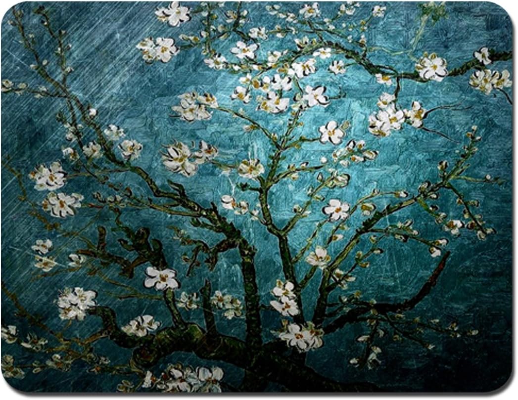 Gaming Mouse Pad - Non-Slip Rubber Base, Smooth Surface for Precise Mouse Control, Ideal for Laptop, Office Use - 9.5 x 7.9 Inch - Almond Blossoming