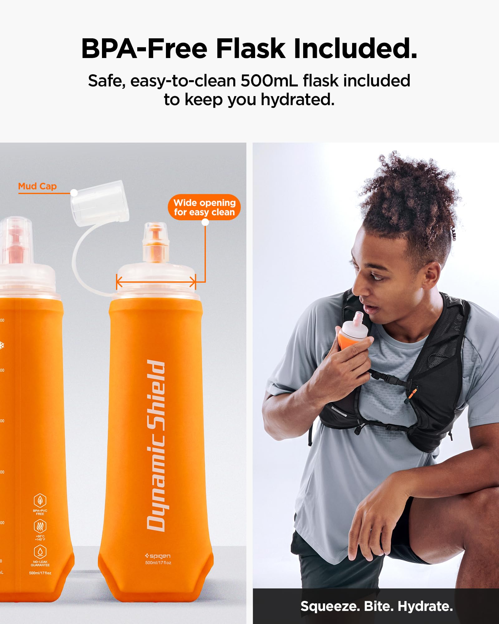 Spigen Gilet Running 5L con Flask 500ml, Supporto Smartphone, Vestibilità Regolabile M/L Active Black