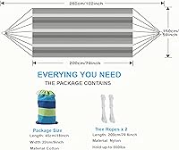Vista 4 de KNC Hamaca de tela de jardín para acampar con correas de árbol para colgar hamaca duradera de hasta 550 libras, 2 personas, hamaca portátil