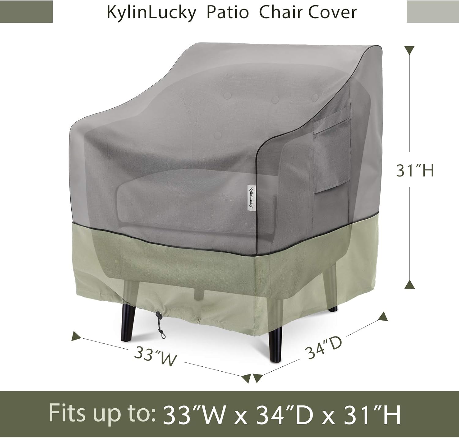 KylinLucky Patio Chair Covers Outdoor Furniture Covers Waterproof Fits up to 33W x 34D x 31H inches 2pack : Patio, Lawn & Garden