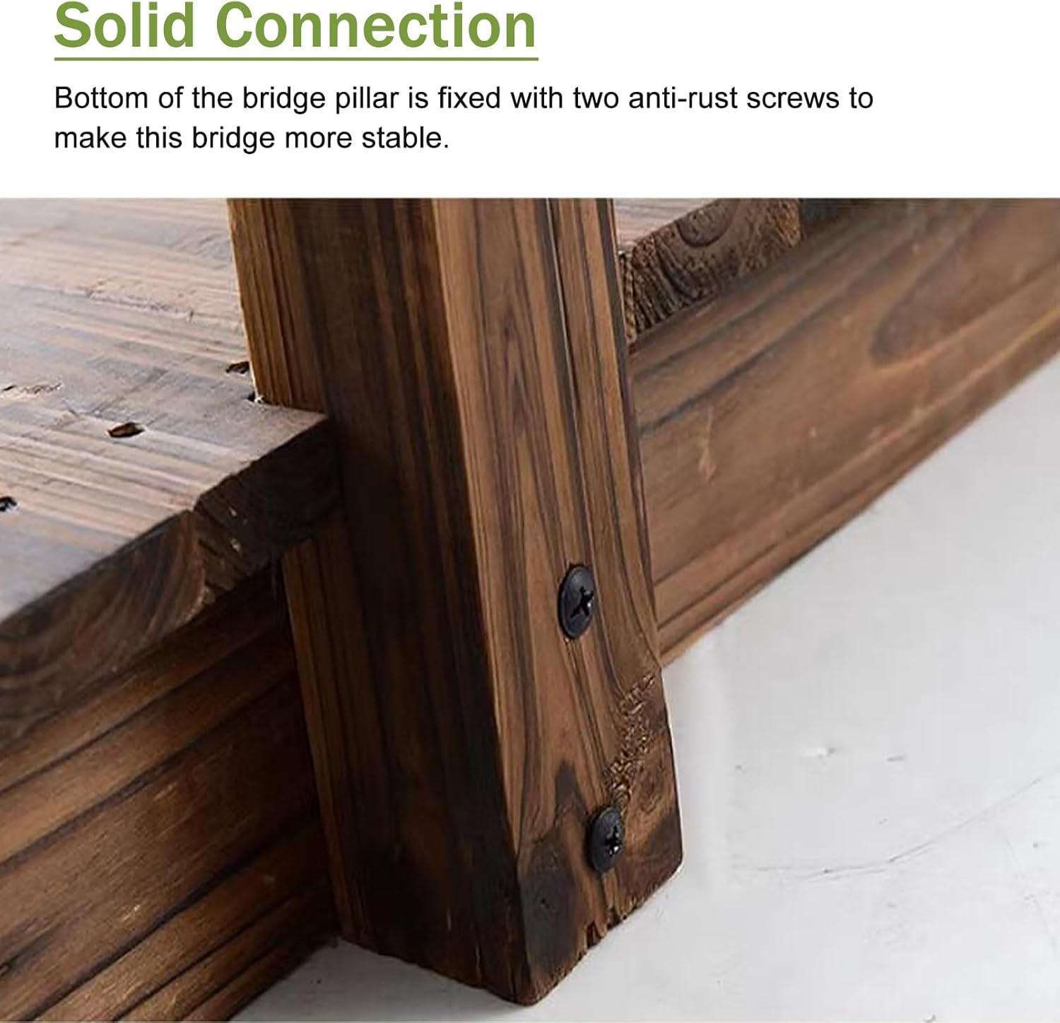 LZMZMQ 4.6feet Outdoors Garden Bridge, Stained Finished Decor Pond Bridge for Wedding Party/Graduation Ceremony, Yard/Creek Bed Wooden Arched Footbridge, with Railings