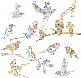 Non Adhesive Rainbow Window Clings for Glass Window Decals to Prevent Bird Strikes Anti Collision Window Bird Stickers 2 Sheets Hummingbird Style