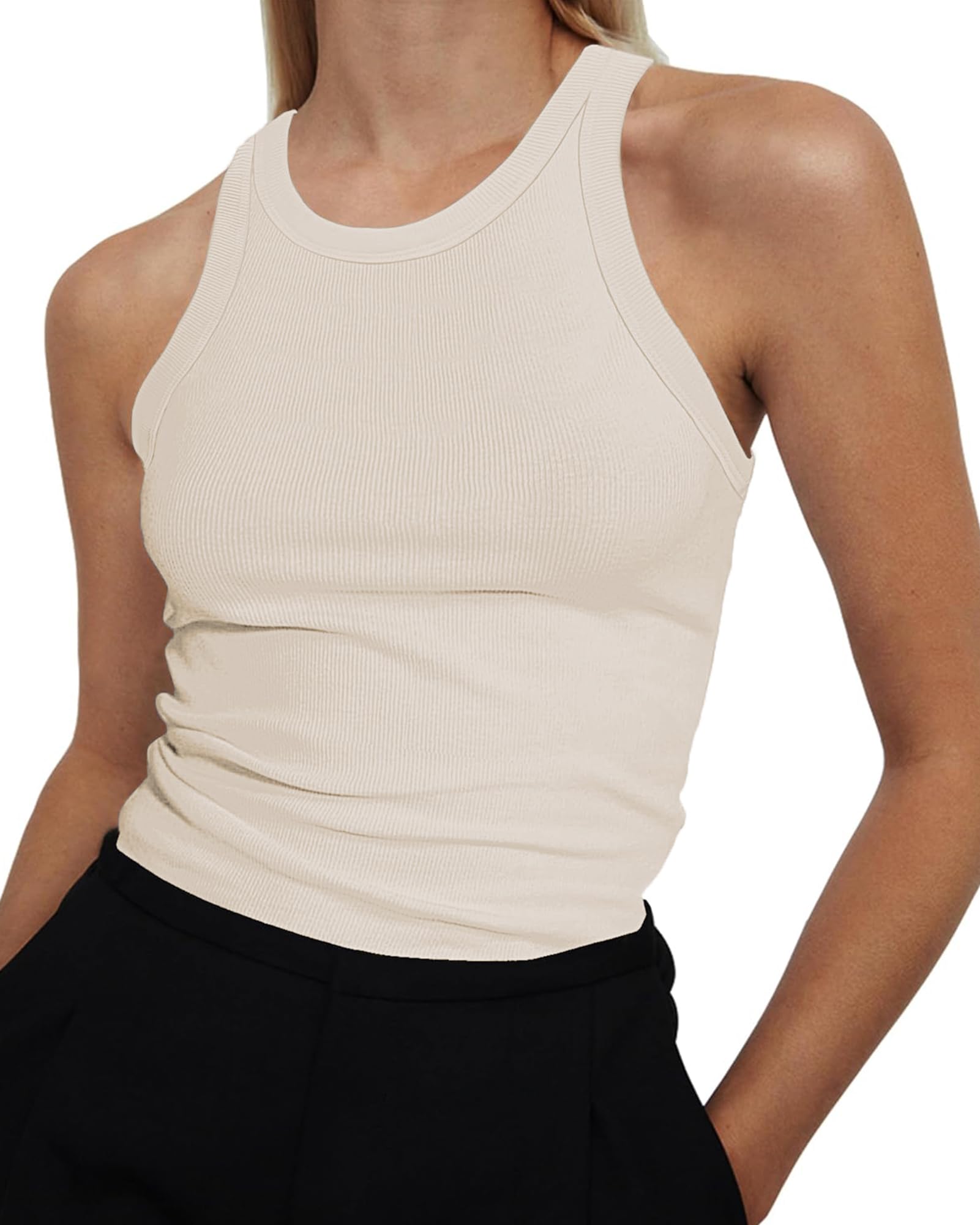 RIROW Womens Sleeveless Slim Fit Ribbed Tank Top 2025 Neck Basic Tee XS-3XL