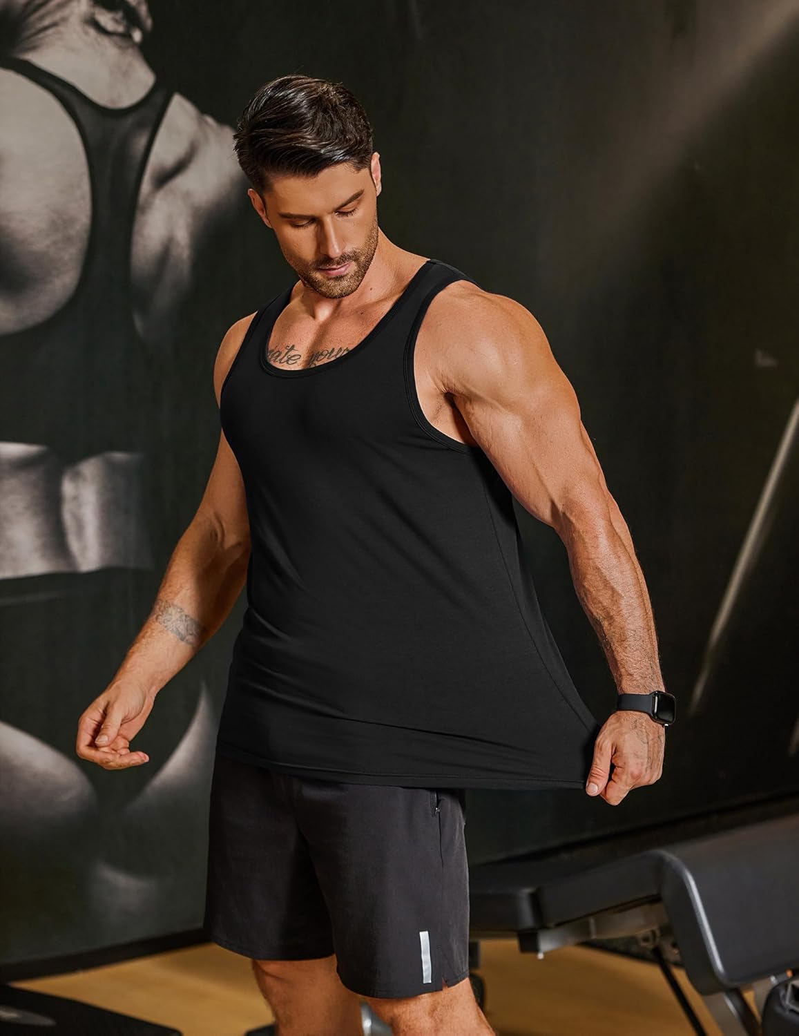 COOFANDY Mens Cotton Tank Tops Workout Summer Sleeveless Muscle Gym Shirts Athletic Beach Tee Shirt Pack - Image 6