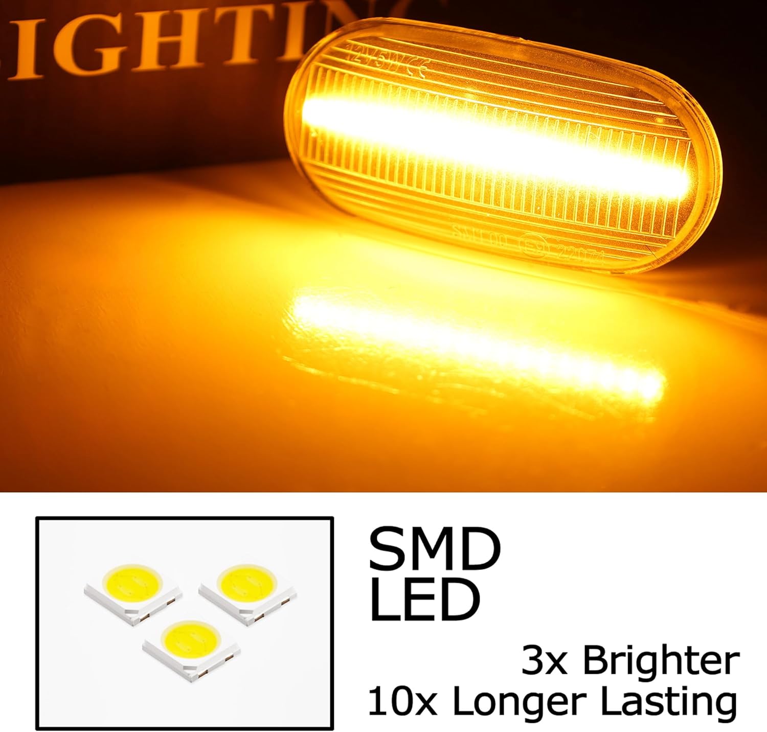 iJDMTOY Clear Lens Amber Full LED Fender Side Marker Light Kit Compatible With JDM Spec Honda/Acura RSX Integra Civic EP3 Replace OEM Amber Sidemarker Lamps