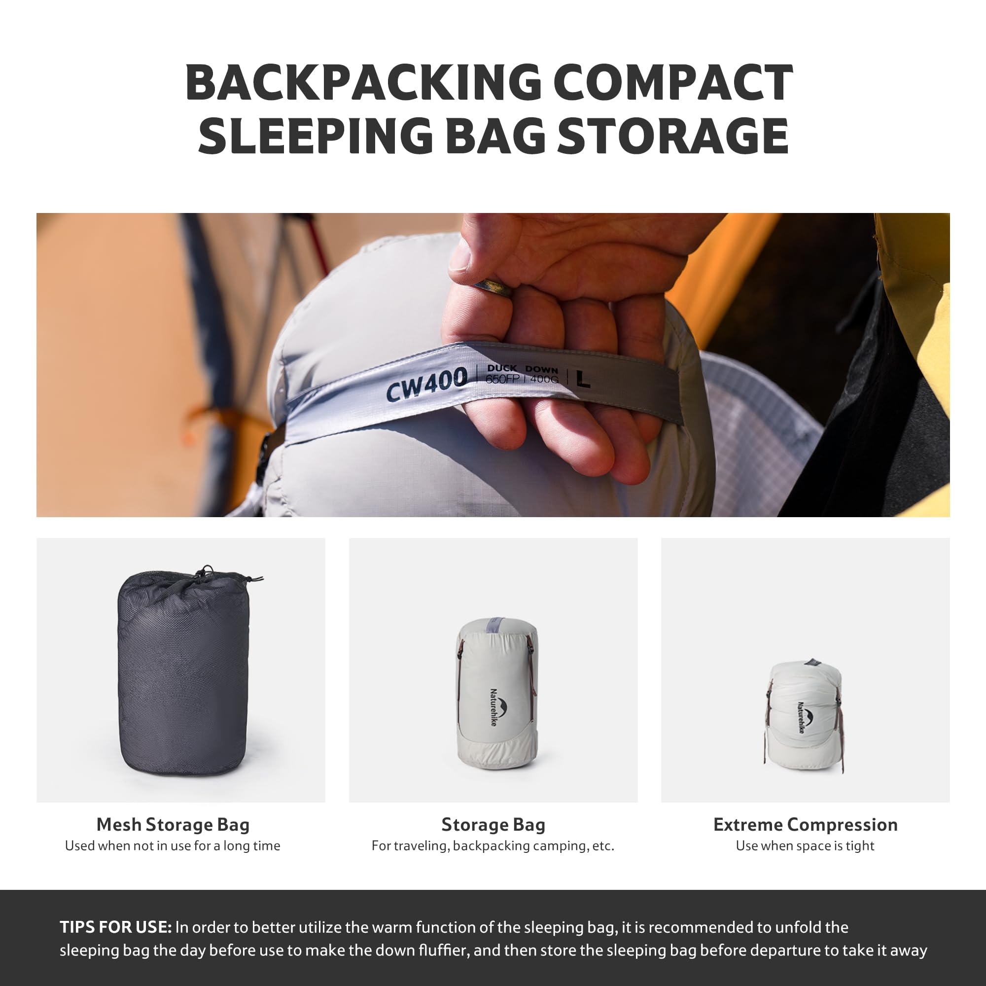 Naturehike Saco de dormir ultraligero de 0 grados para adultos, 650FP para mochileros, saco de dormir para clima frío con plumón RDS, -1.7 °C para camping, senderismo, modelo 2025