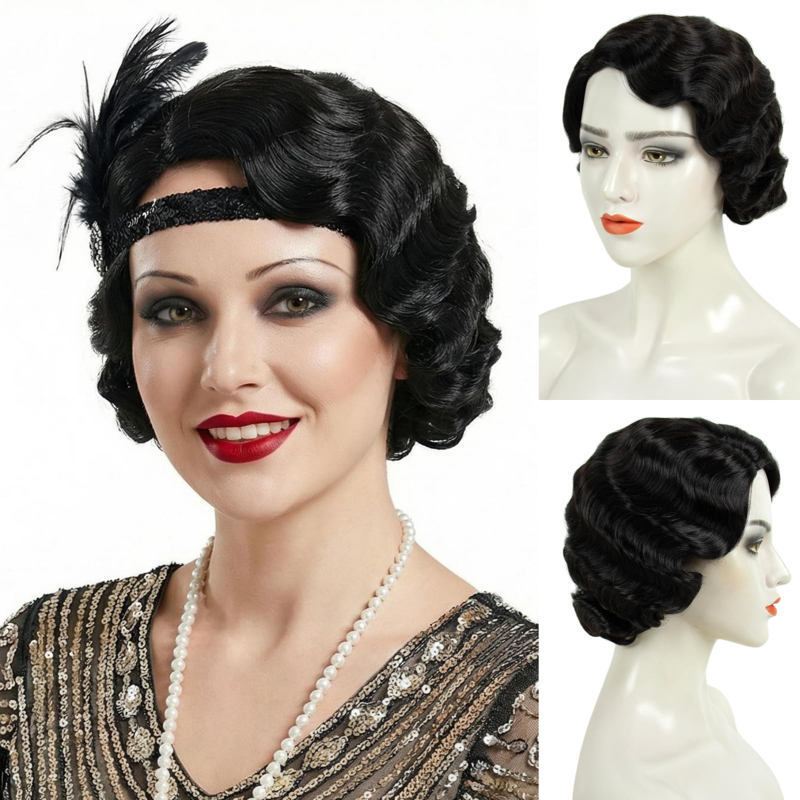 Hopper Curl 美容器具 Amazon.com: STfantasy 20S Finger Wave Wig Flapper Curly Synthetic