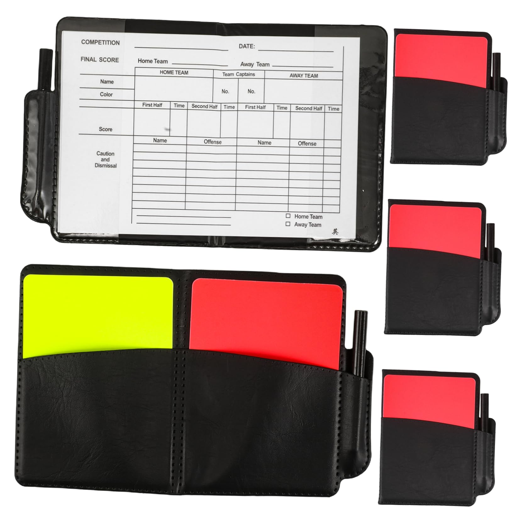 KICHOUSE Referee Gear Set 4 Sets of Cards Score Book Pencil Card Holder for Umpire Kit