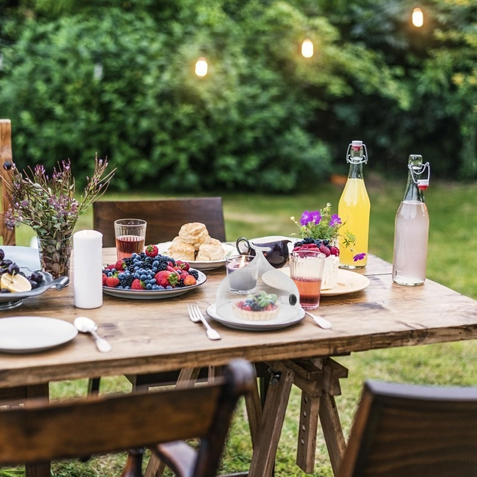 ifundom Glasglocke Vielseitige Lebensmittelabdeckung Kuchenpräsentationsabdeckung aus Glas mit Insektenschutzfunktion und Rauchglocke für Küche und Zuhause