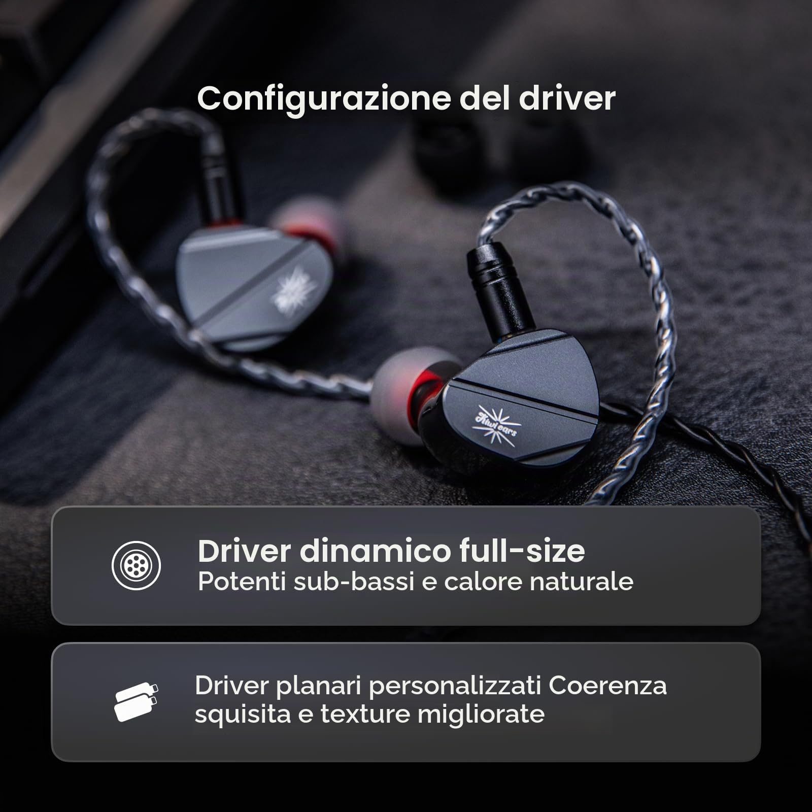 Linsoul Kiwi Ears Canta In-Ear Monitor, cuffie ibride 1DD+2Planar, cuffie da gioco, IEM con cavo HiFi, con cavo IEM staccabile per musicisti audiofili