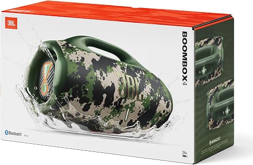 JBL Boombox 4, Enceinte Bluetooth Portable, Son JBL Pro, AI Sound Boost, étanchéité et résistance à la poussière IP68, jusqu'à 34 h d’autonomie, Connexion Multi-Enceintes Auracast, Camouflage - 4
