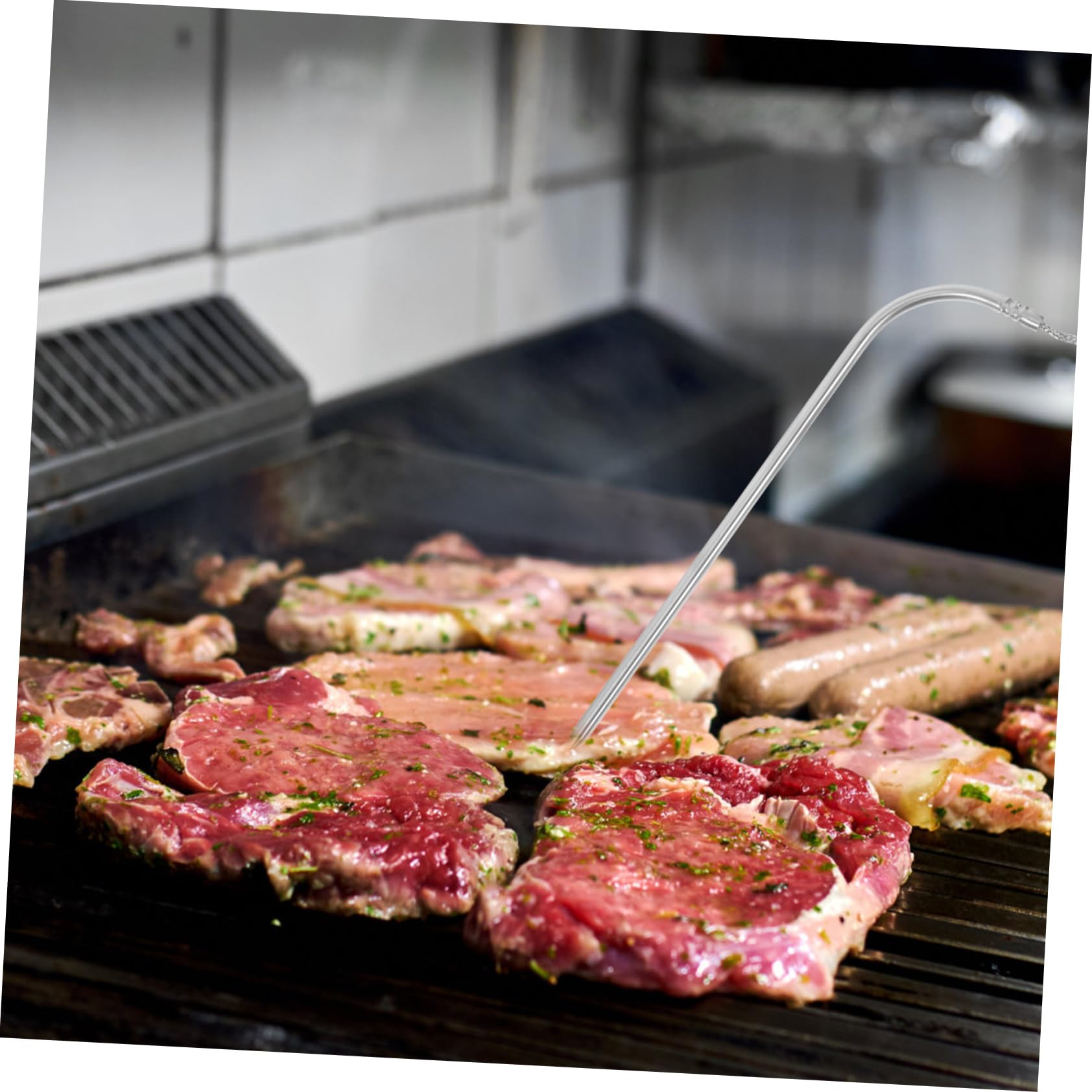 ibasenice 2 Set Termometro per Carne e Bbq con Probe Della Temperatura per Grigliate e Utensile per Alimenti Facile da Usare e Conservare