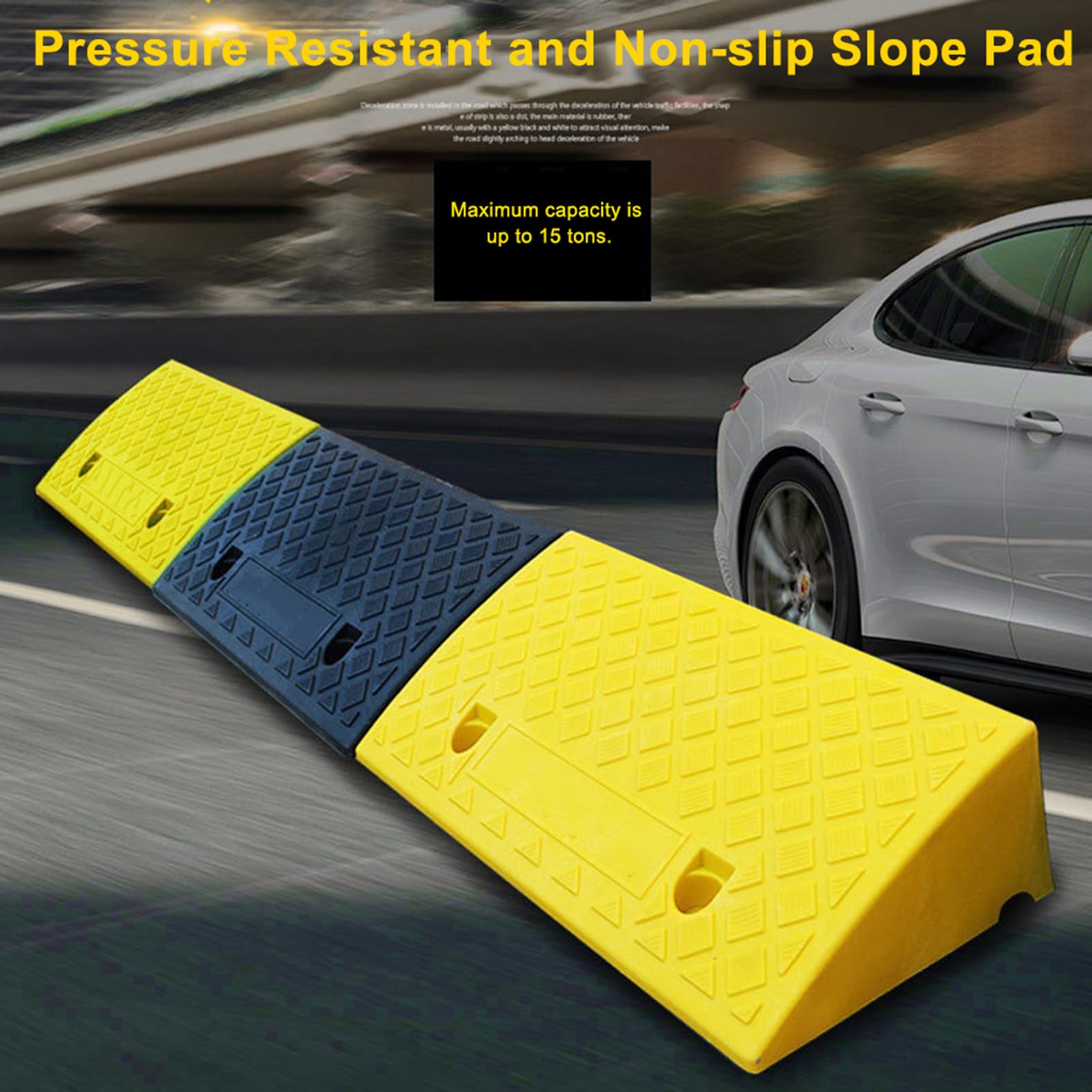 Rampa para bordillos, portátil, para silla de ruedas para coche, moto, silla de ruedas, andador, negro/amarillo, 50 × 22 × 5 cm/50 × 27 × 9 cm (rampa de acceso para la cuna, rampa de umbral de puerta