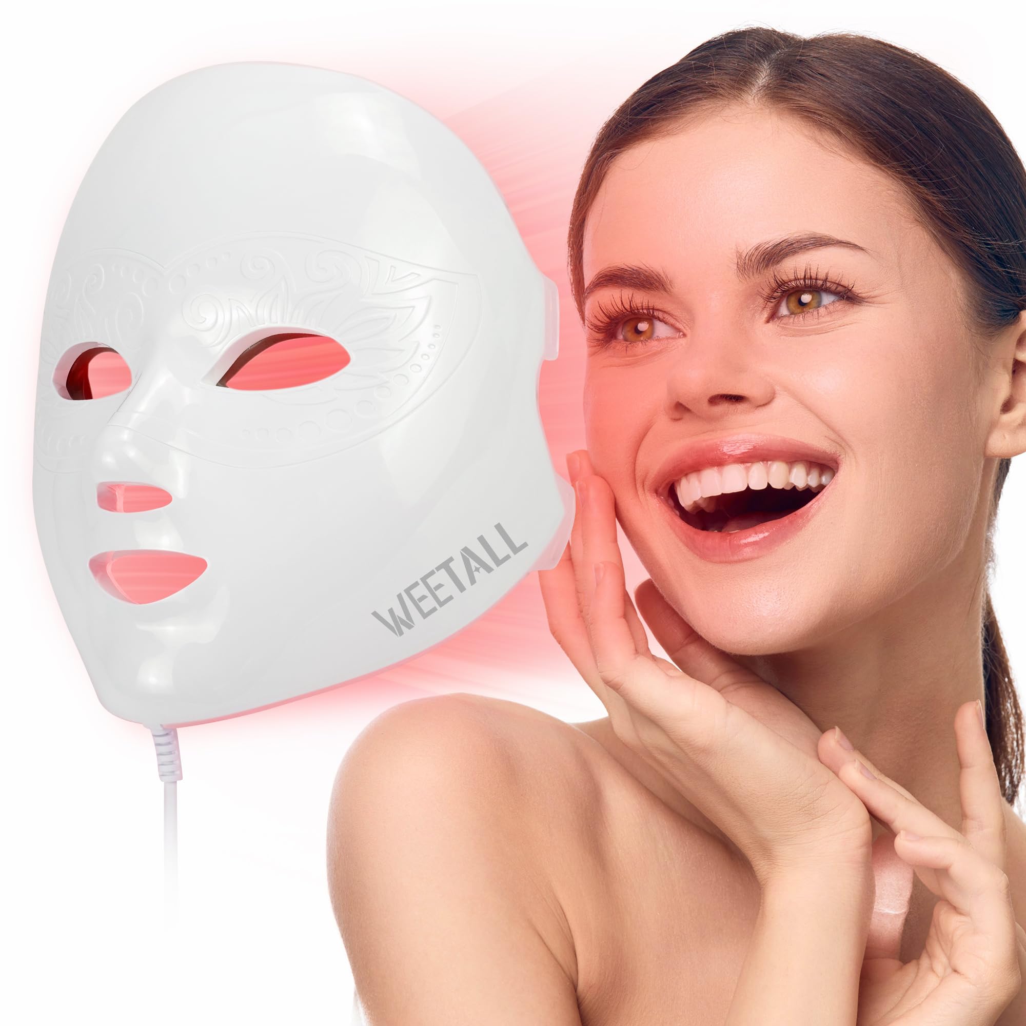 WEETALL 8-Color Red Light Therapy Mask FDA-Cleared LED Facial Mask for Skin Care Red Blue Light for Face