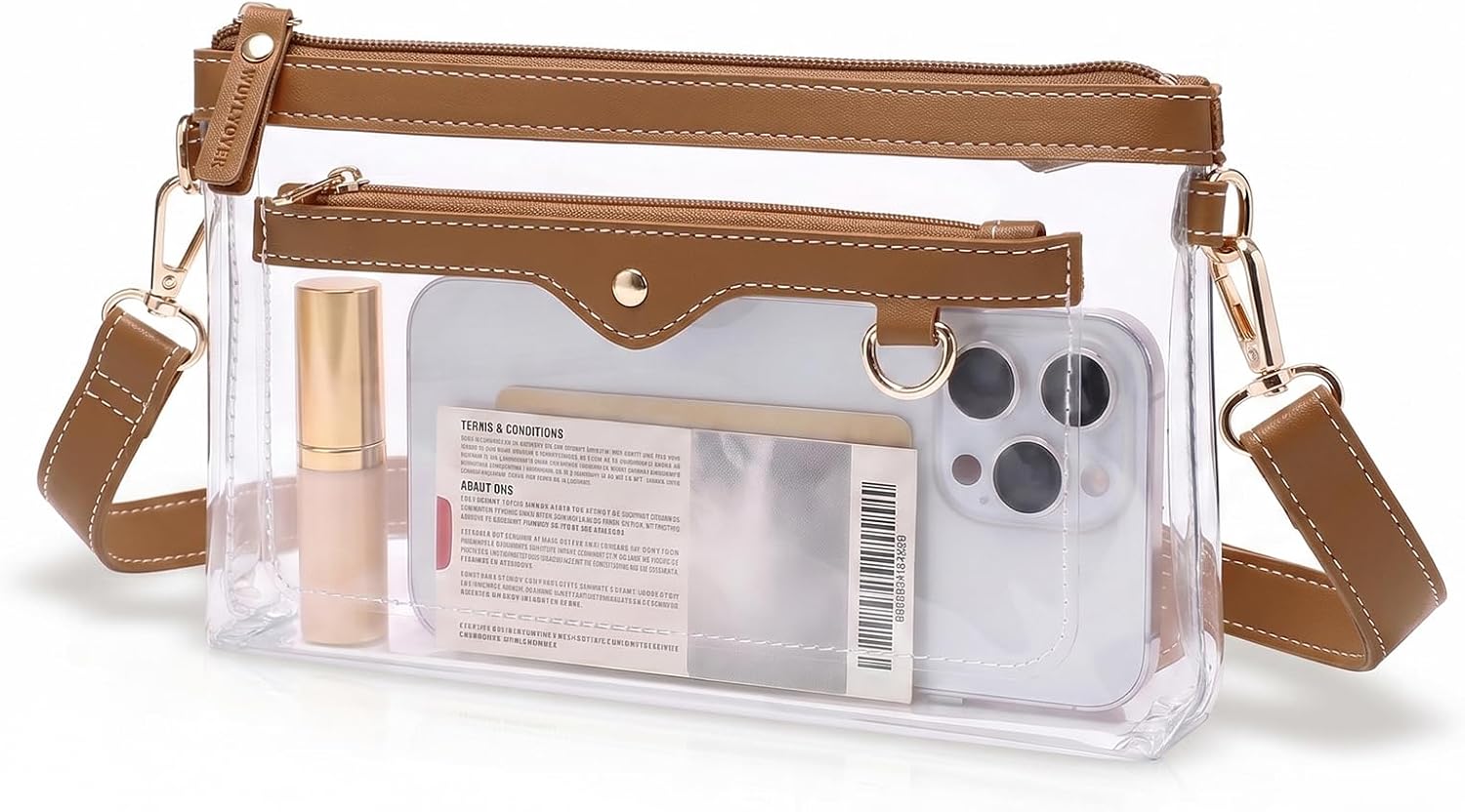 Wuflyover Small Clear Bag for Stadium Events, Stadium Approved Clear Purse for Women,