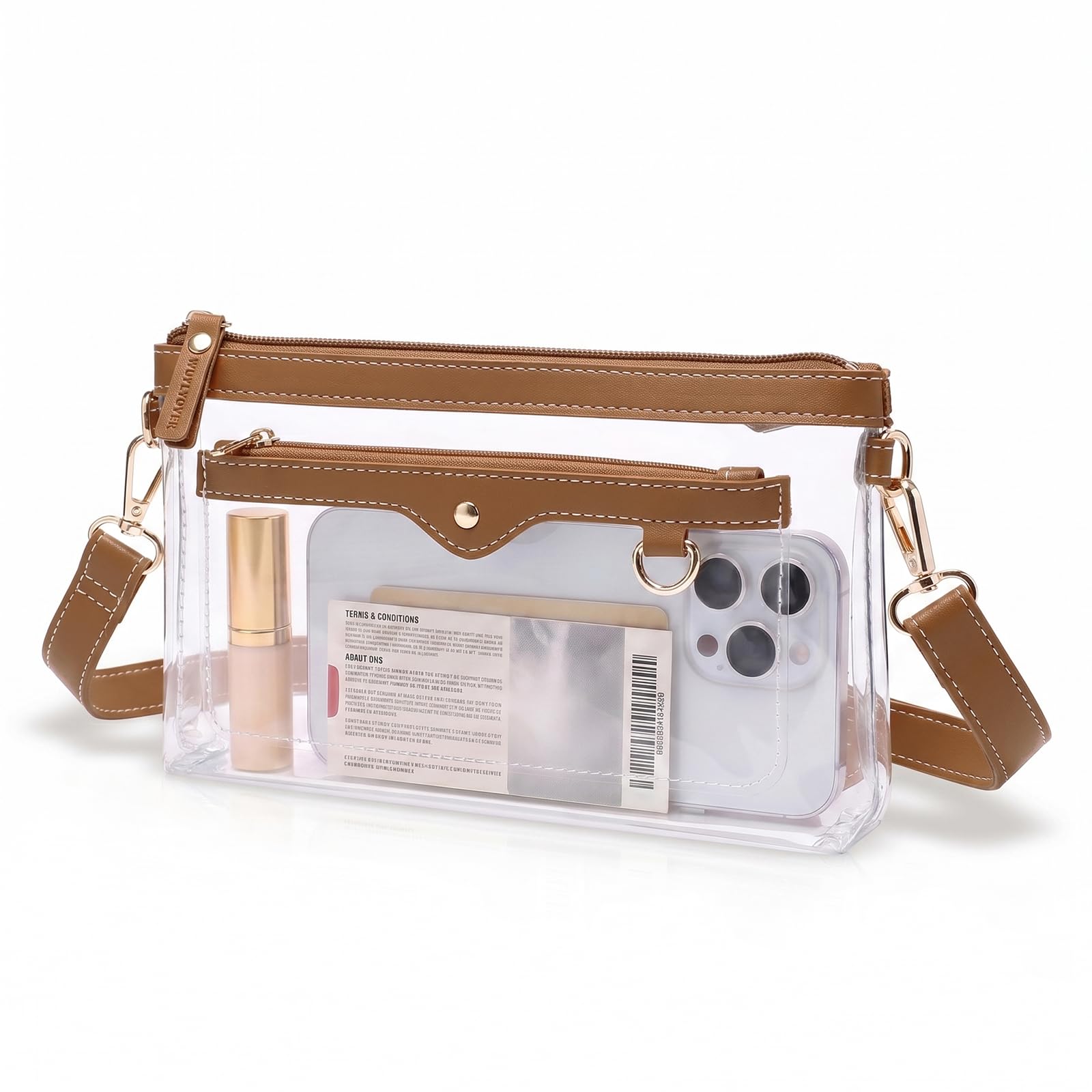 Wuflyover Small Clear Bag for Stadium Events, Clear Purse for Women