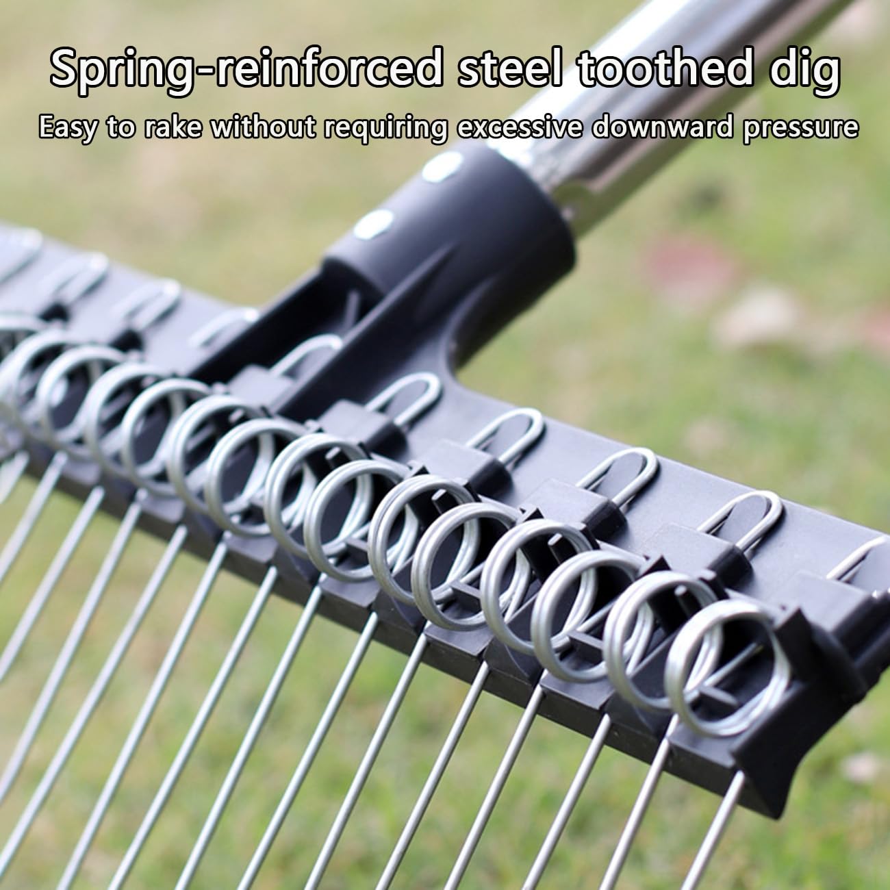 Laubrechen Verstellbar - 160cm Fächerbesen Laubbesen,Laubharke Metall mit Handschuhe,Gartenrechen,Rechen Garten,Laubfächer,Rasenrechen zum Reinigen von Pflanzen, Rasen und Hof