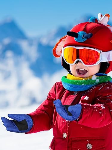 Miniatura 2 de Hicarer 3 pares de guantes de nieve impermeables para niños y niñas, guantes de esquí resistentes al viento para clima frío