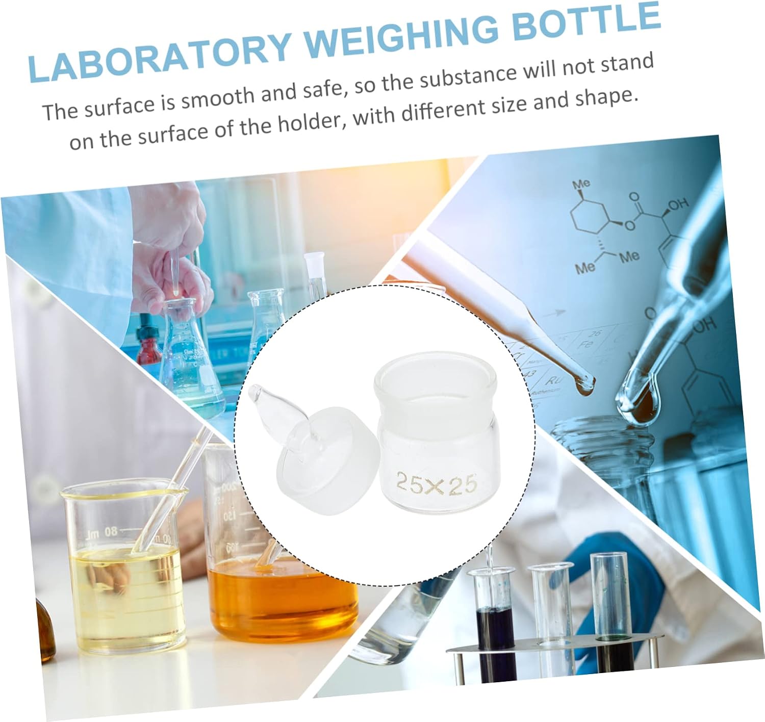 5pcs Chemistry Glassware Experiment Weighing Bottle Labs Weighing Holder Tool