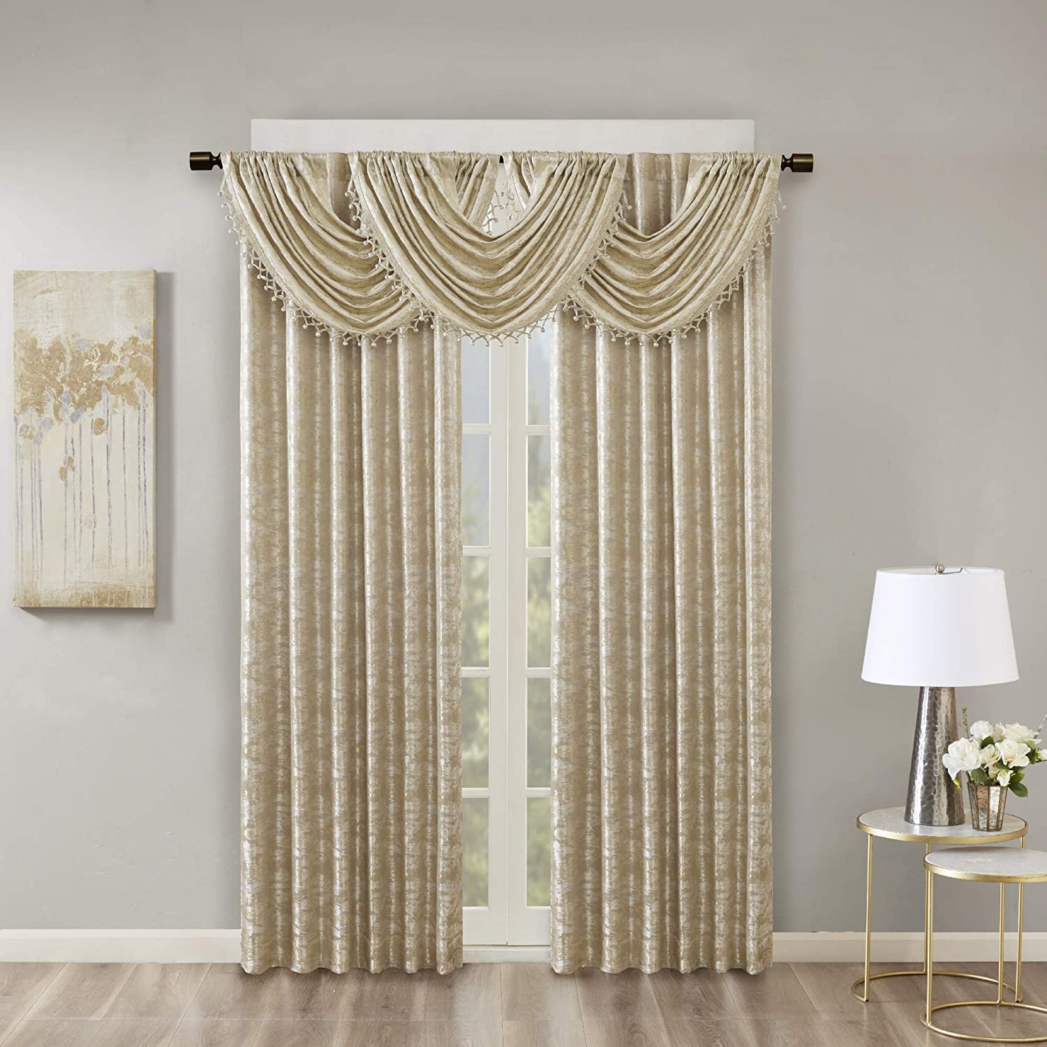 Sun Smart Cassius Verdunkelungsvorhang für Schlafzimmer, luxuriöser Glanz-Marmor-Jacquard, Fensterbehandlungs-Panel, Stangentasche, einfach aufzuhängen, passend für 3,2 cm Stangen, maschinenwaschbar,