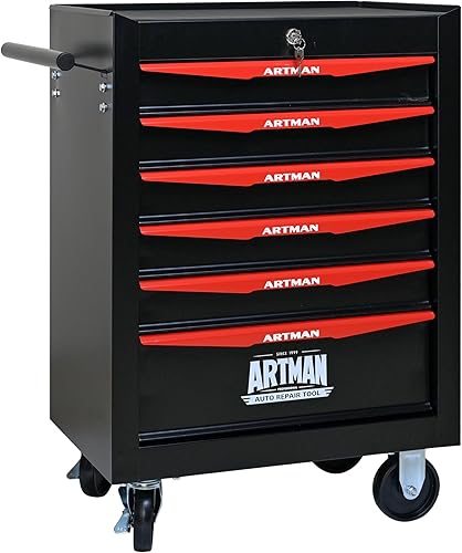 Miniatura 21 de Caja de herramientas con ruedas, caja de herramientas mecánica con 6 cajones, organizador de caja de herramientas con 7 cajas de almacenamiento de