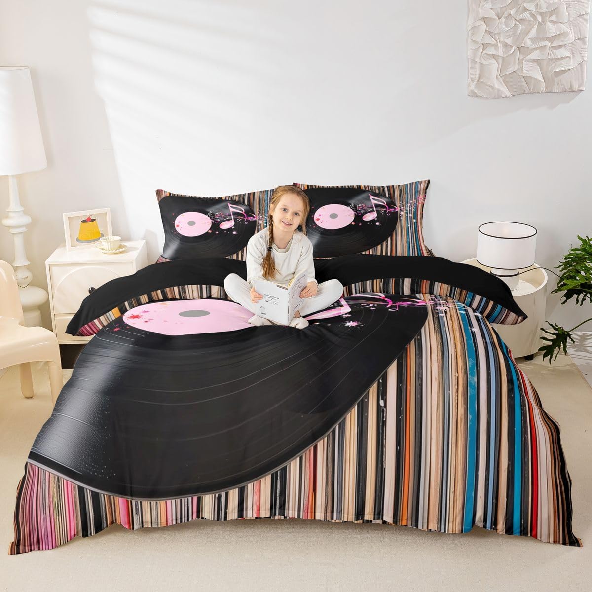 jejeloiu Musical Album Record Cover Comforter Set Twin Size Kids Boys image 4