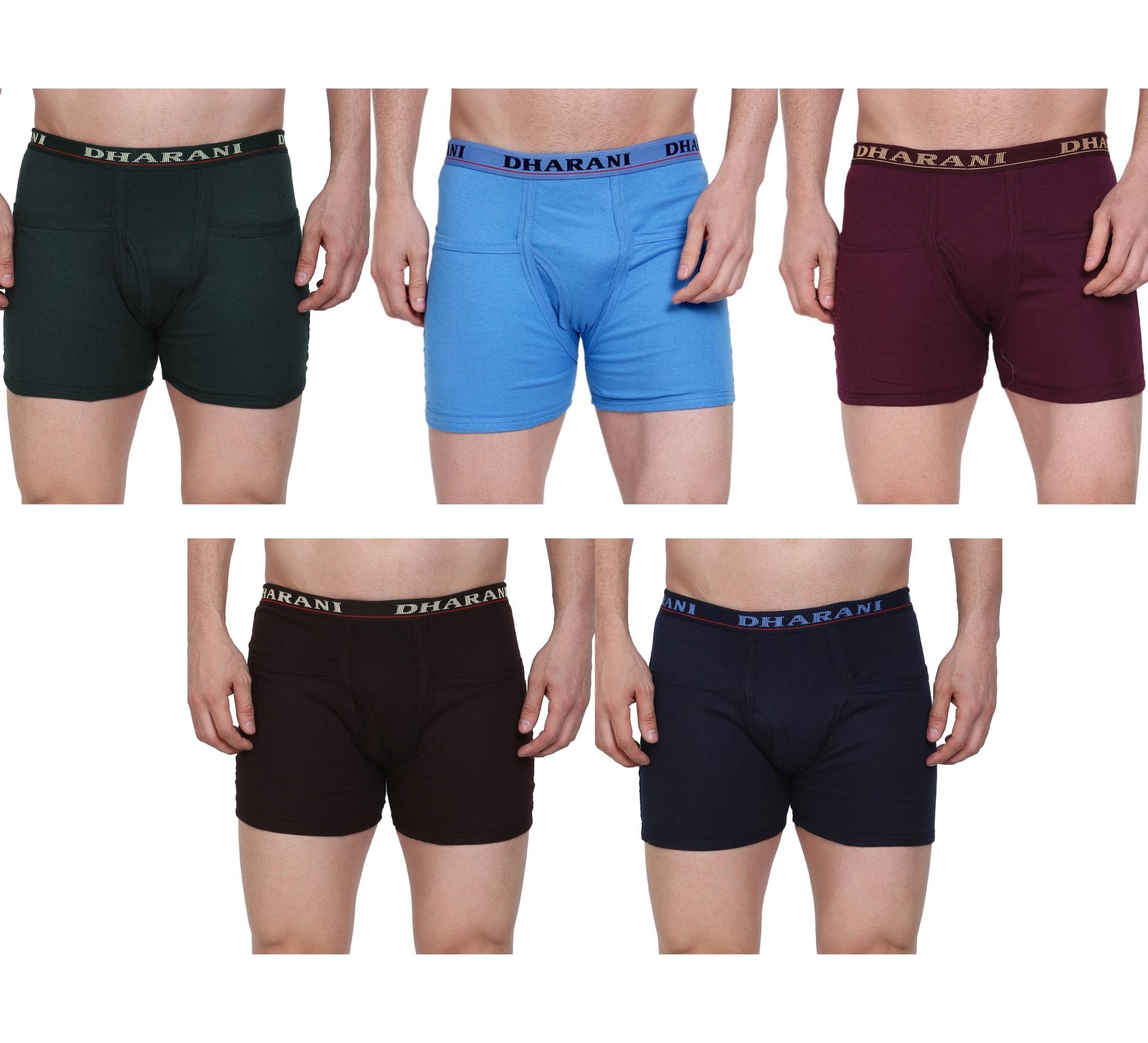 iwear trendz Dharani Mens Rib Pocket Trunks Cotton Underwear (Pack of 05) (Colours May Vary)-picture-19