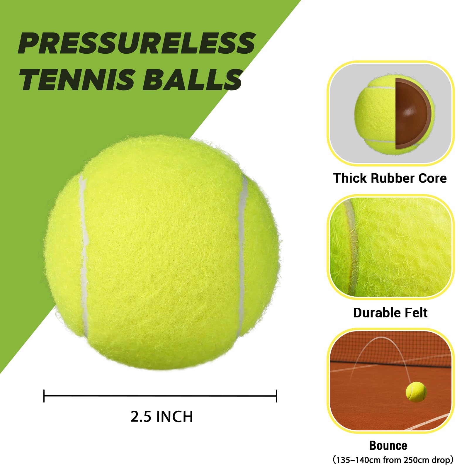 INSUM Tennisbälle für Anfänger, 30/60/120 Stück, hohe Elastizität, Übungs-Tennisbälle mit Netztaschen, tragbar für Haustier, Hund, Outdoor-Spielen, Training, Apportieren
