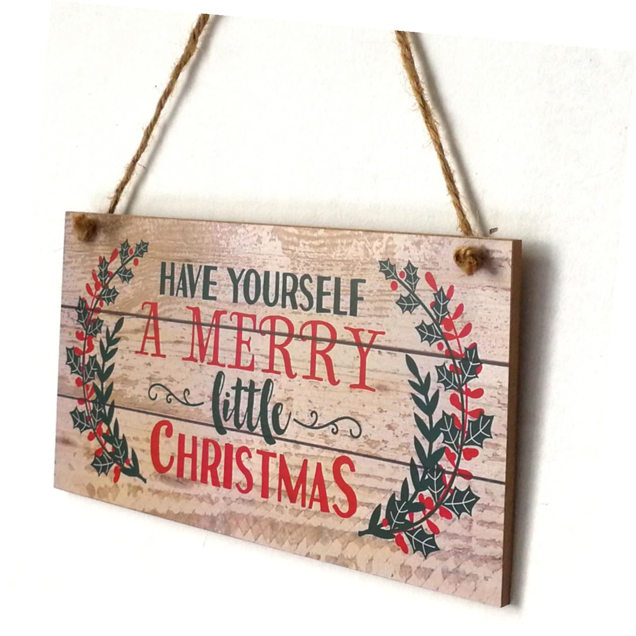 Weihnachtstürdekoration Holz 20x10x0,5cm Hängende Weihnachtsdeko Türschild für Fenster Wand Festliche Dekoration zu Weihnachten und Zuhause