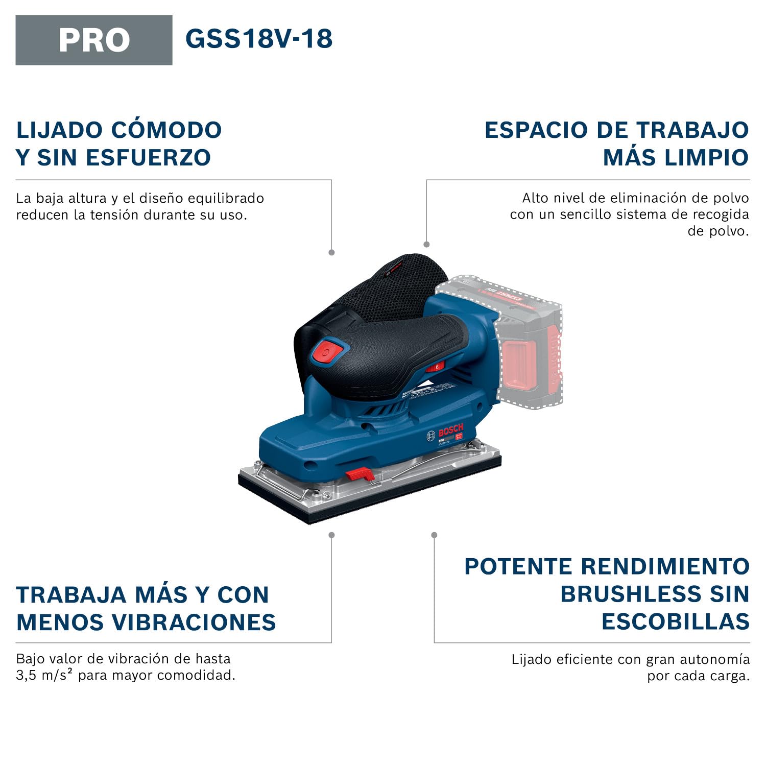 Bosch PRO Lijadora orbital GSS18V-18