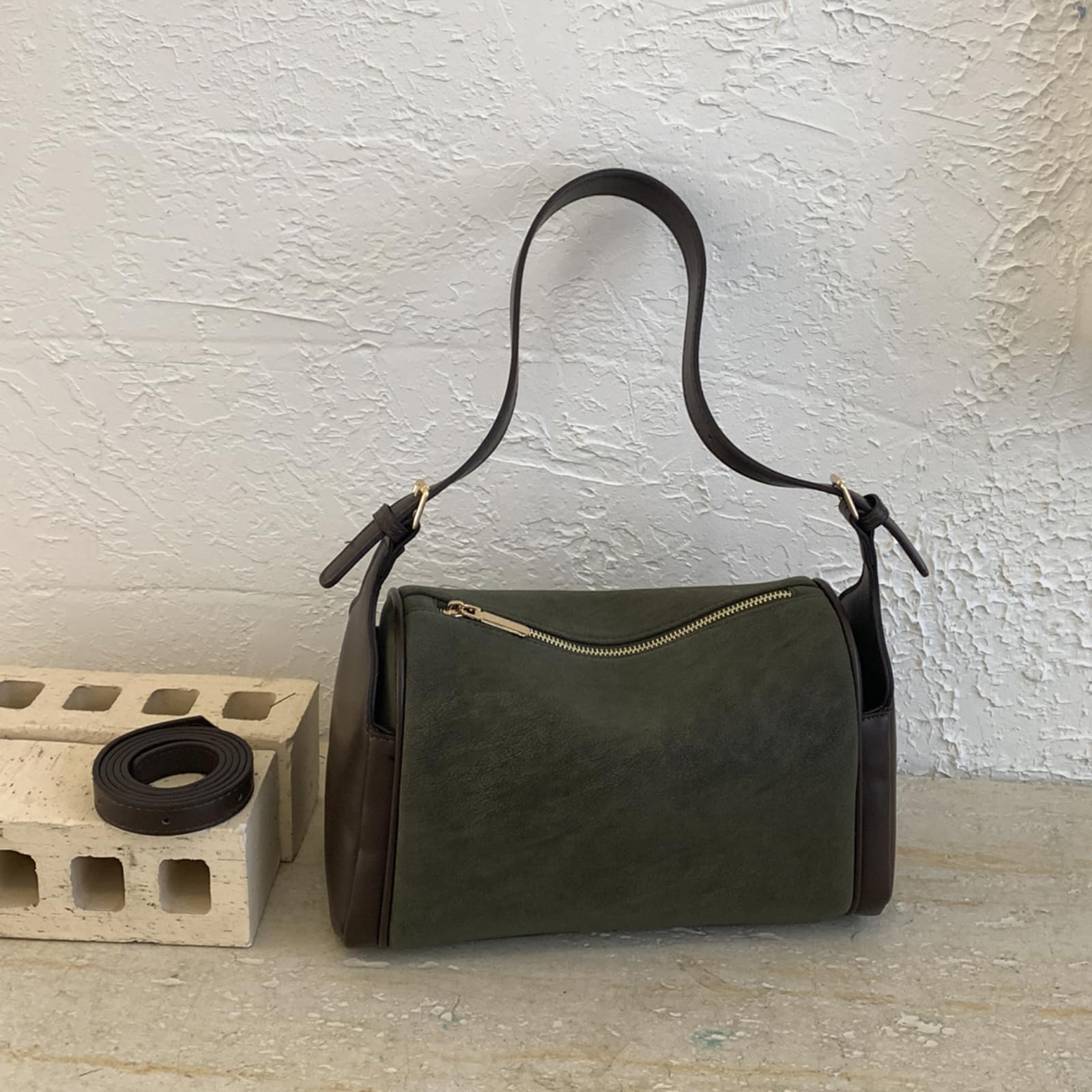 Borse sottobraccio cilindriche in pelle PU vintage donna