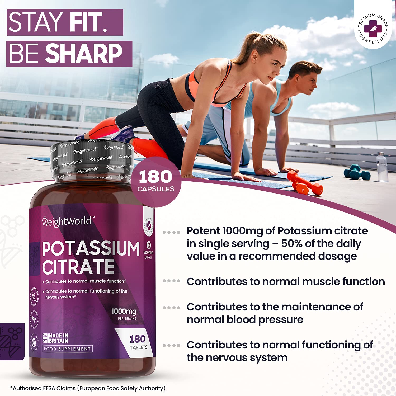 Potassium Citrate 1000mg 180 Vegan Tablets (3 Month Supply) Natural