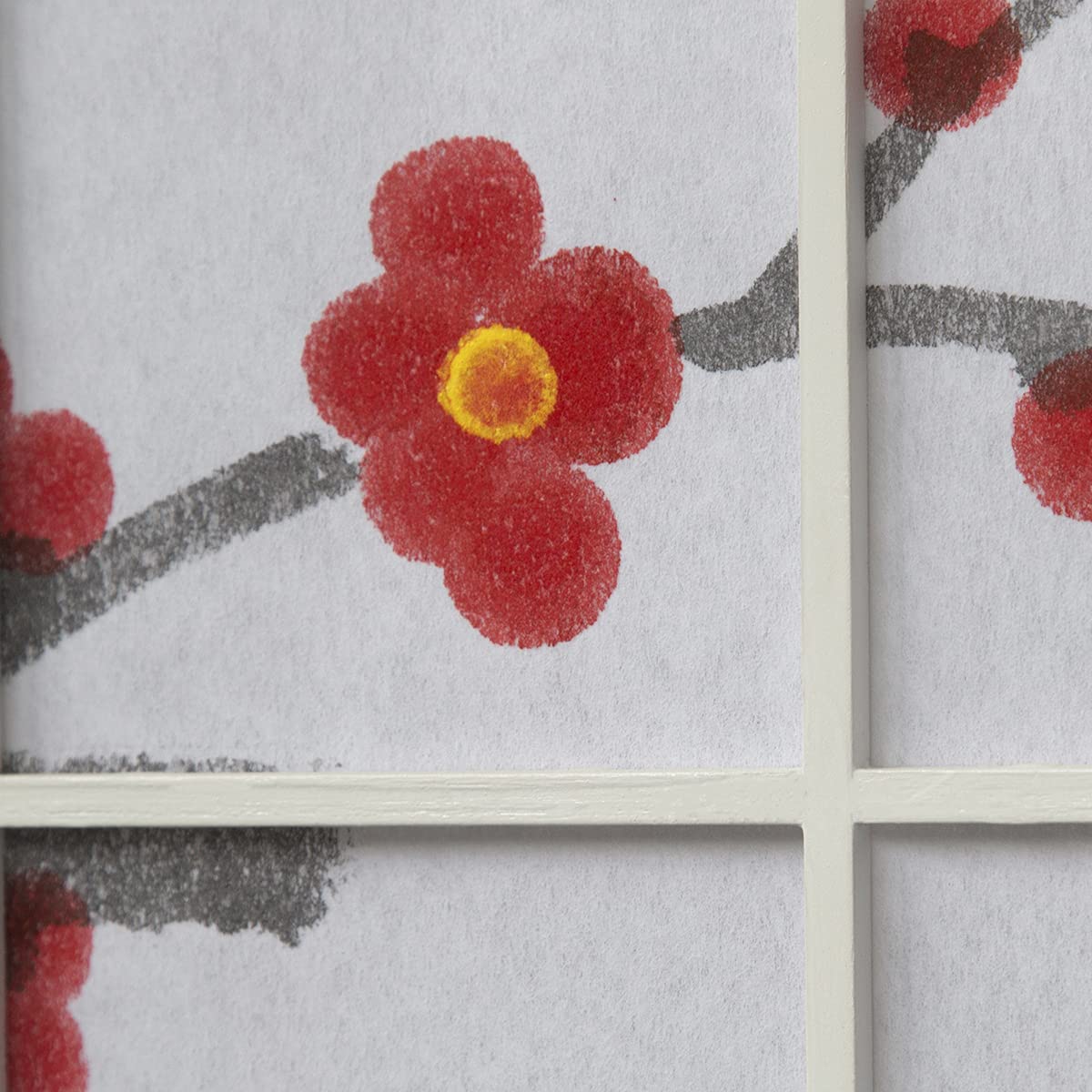 PEGANE Paravent Japonais Fleur de Cerisier en Bois Blanc de 3 pans, L132 x H175 x P2 cm