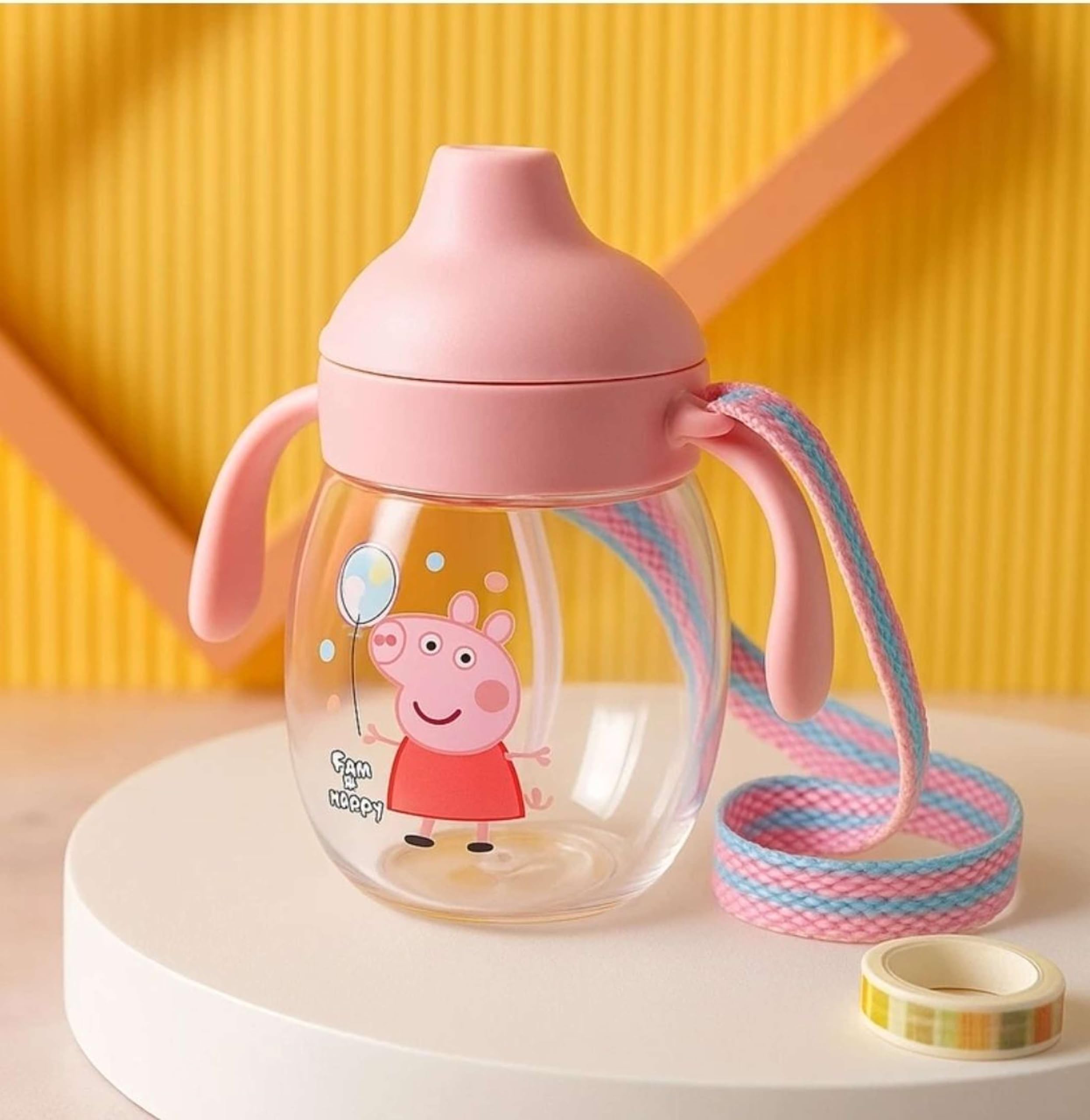 Peppa Pig Sippy Cup for Toddlers with Handles and Strap, Pink,Pack of 1 | Cartoon Print, Leak-Proof Spout, Shoulder Strap Included, Easy-Grip Handles, Toddler Friendly-image-32