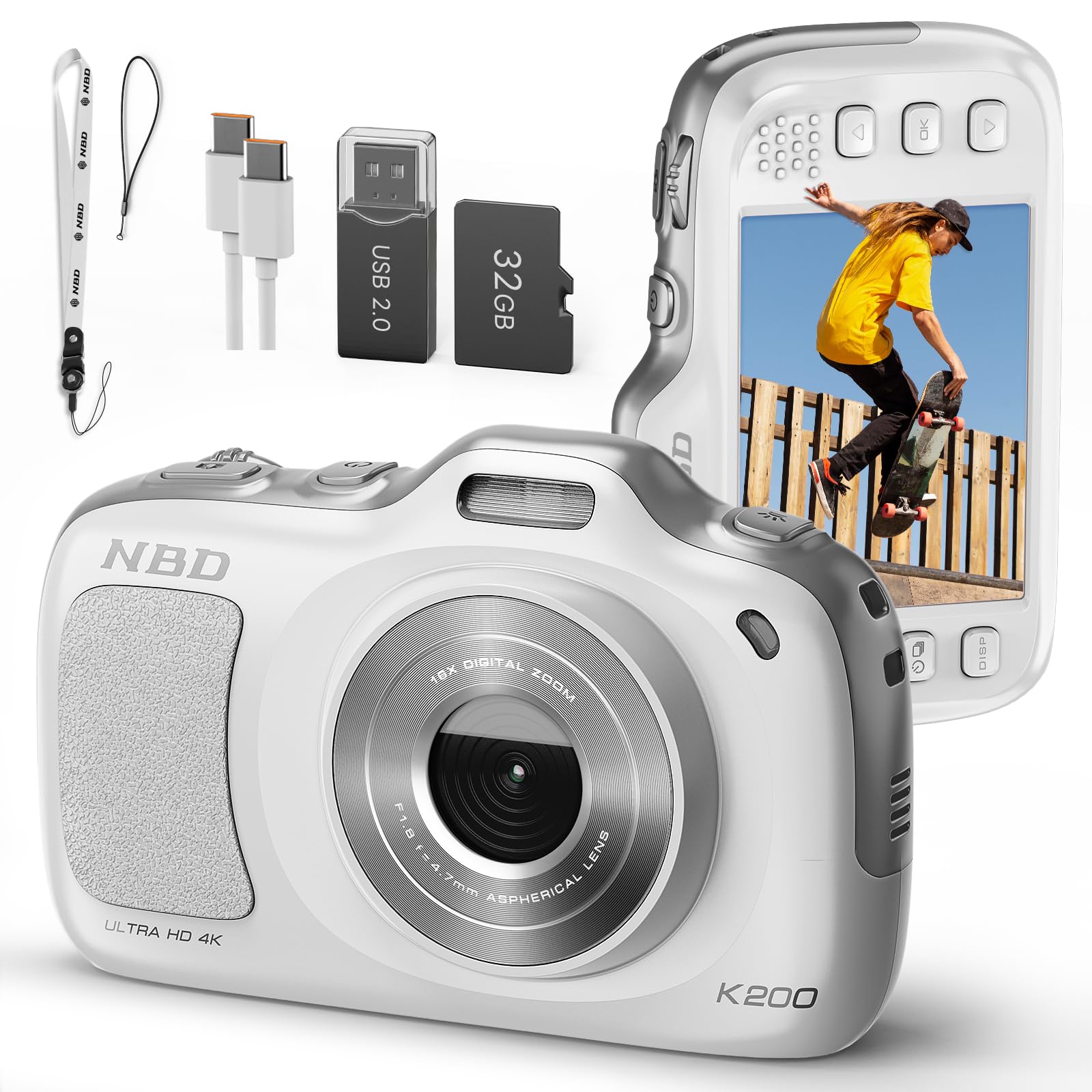 Amazon | NBD 6400万画素 4K コンデジ 16倍ズーム 120g超軽量 デジタル