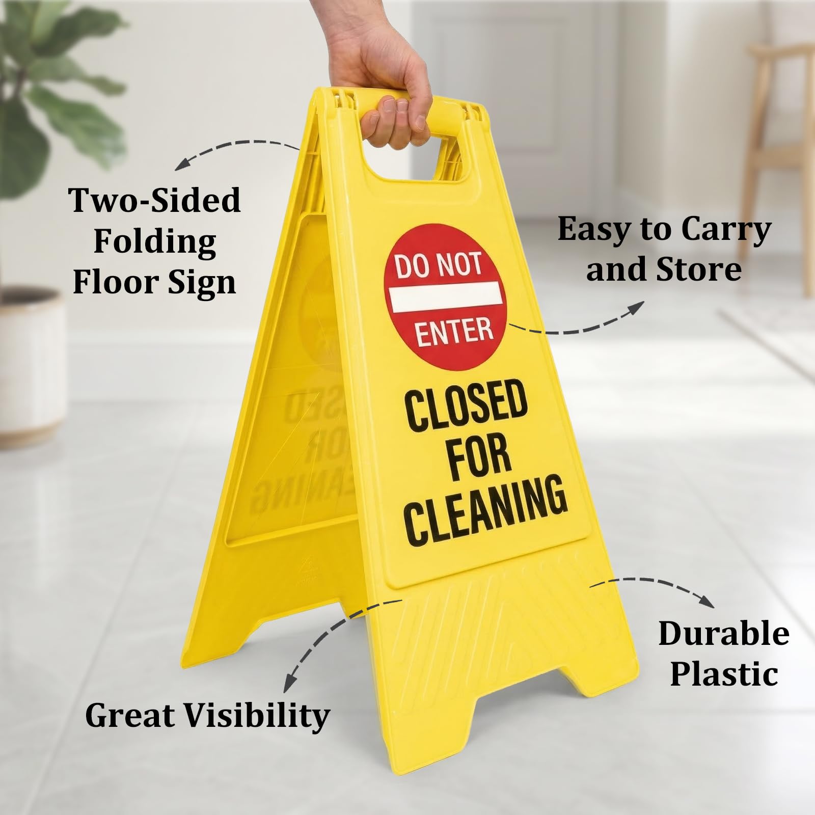 Lot de 2 panneaux d'avertissement pliables « Do Not Enter » de 61 x 30,5 cm - Panneaux de sécurité fermés pour le nettoyage - Panneau de sol pour qualité commerciale