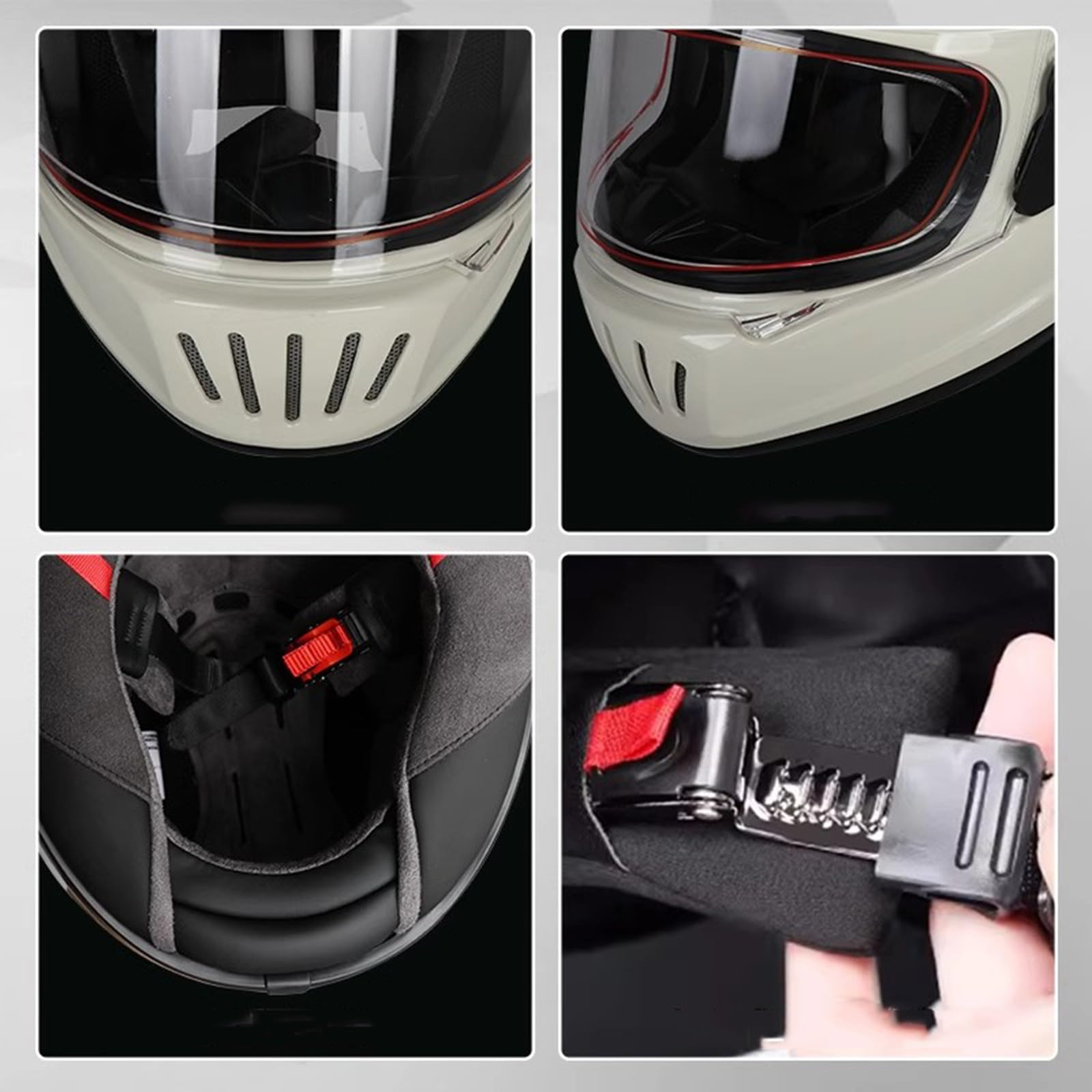 Casco Integral De Motocicleta Retro, Casco Modular con Visera, Casco De Motocicleta Abatible De Calle Aprobado ECE para Adultos Hombres Y Mujeres J,L57-58CM