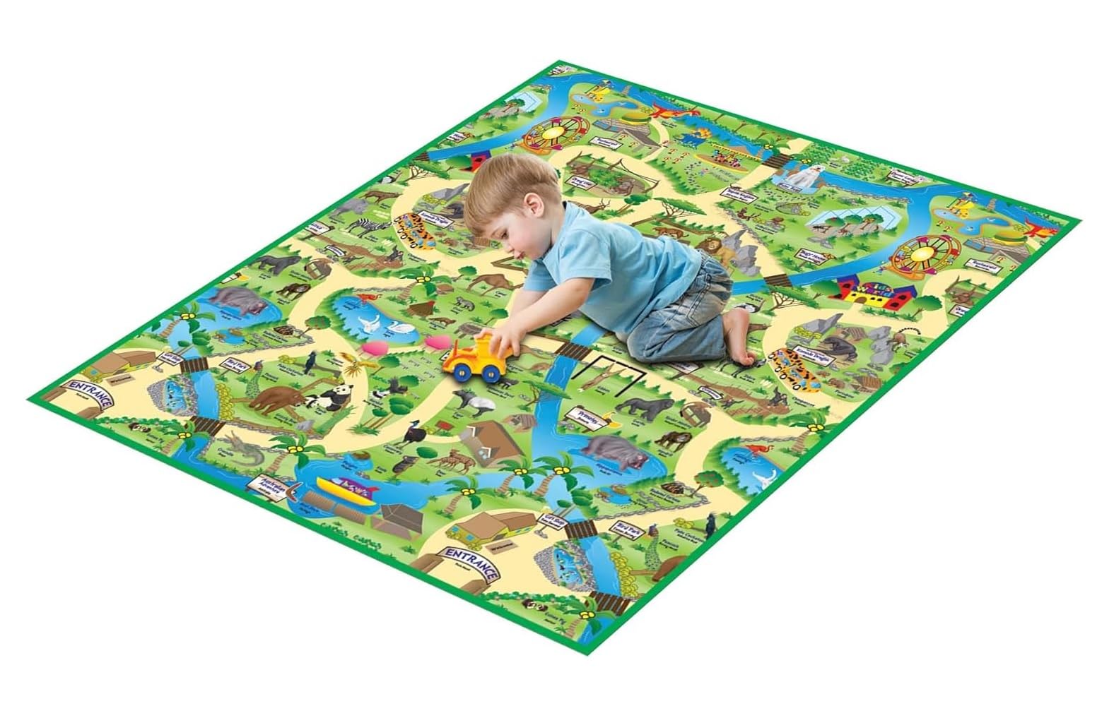 Generico Tappetino da Gioco Grande 120 x 100 cm Rivestito in PVC e Resistente ai Graffi per Uso Esterno Tappeto Cameretta Bambini Tappeto da Gioco per Bambini Tappetino Neonato Gattonamento (ANIMALI)