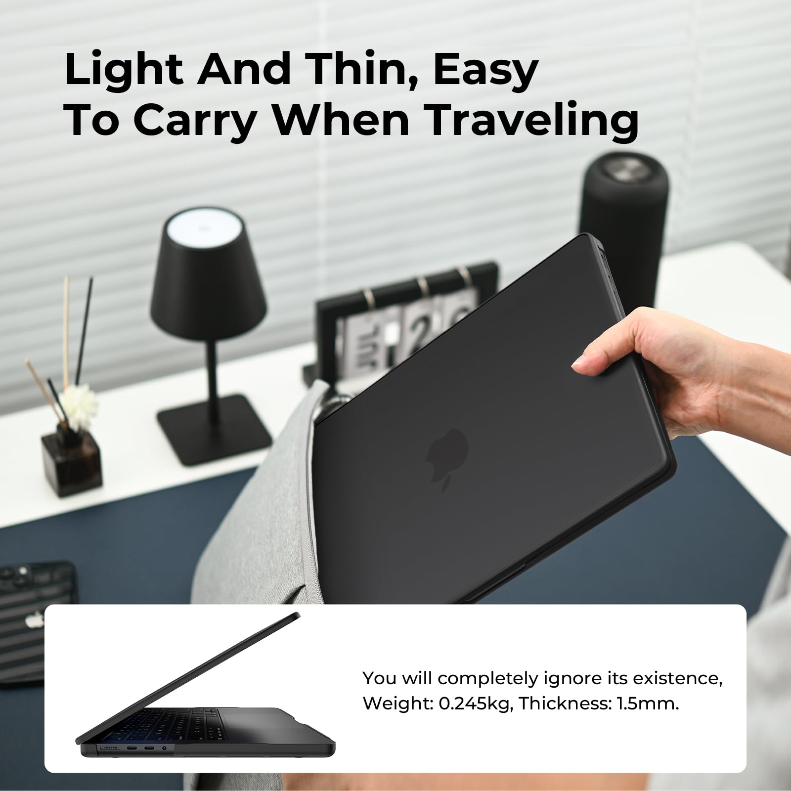 EooCoo Cover compatibile con MacBook Pro 16 Pollici 2025 2024-2021 Pro Max M4 M3 M2 M1 A3186 A3403 A2991 A2780 A2485 con Touch ID, Custodia Rigido in Plastica per Mac Pro 16" - Nero Opaco Traslucido