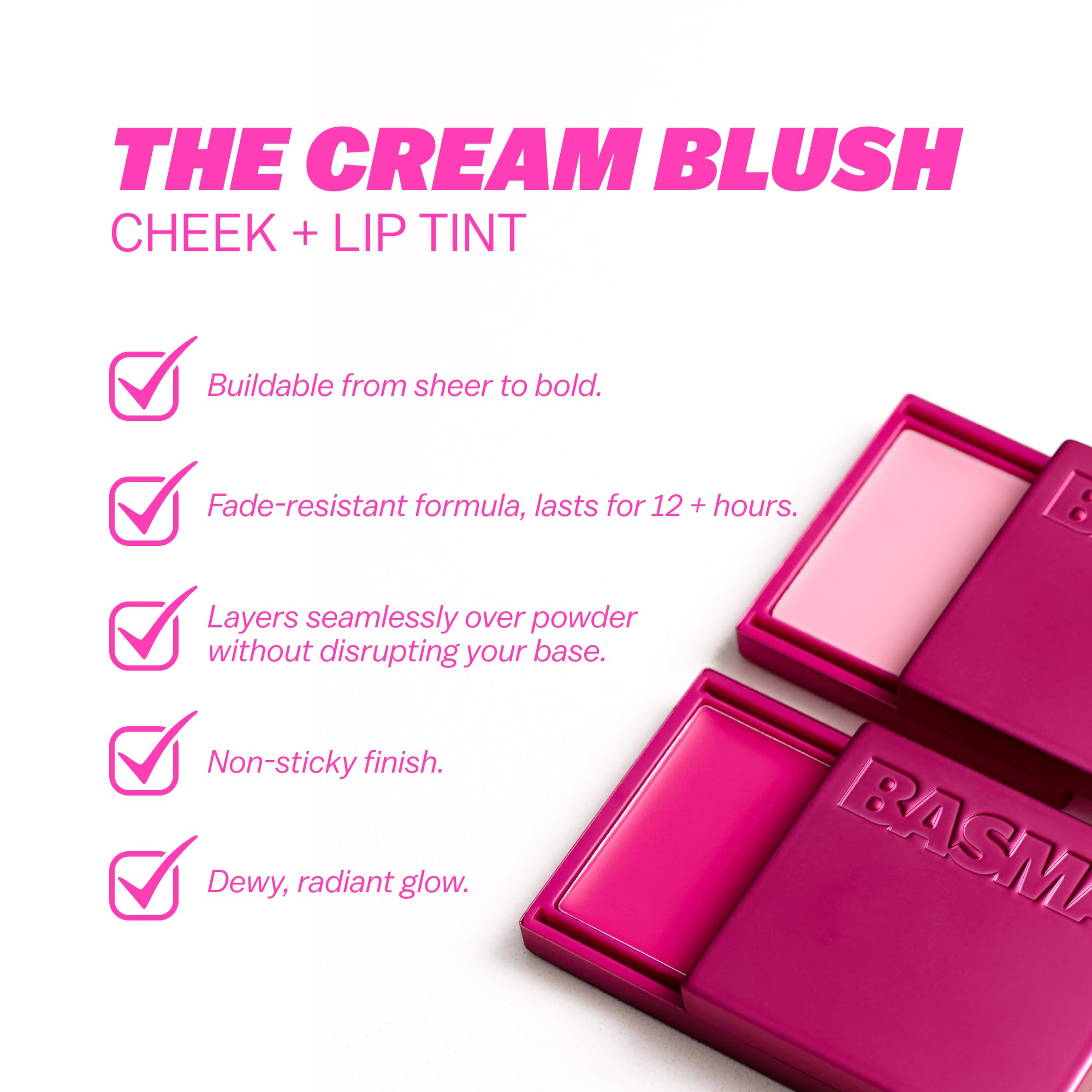 BASMA Beauty Cream Blush and Lip Tint with Vitamin E