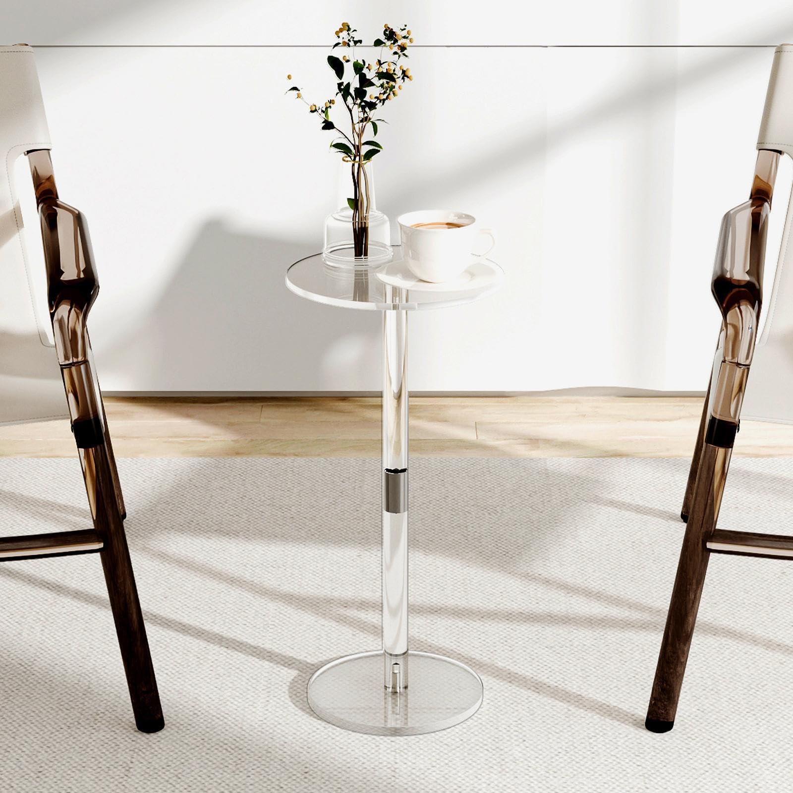 Clear Acrylic Side Table 10 Fashion Drink Table for Kitchen Bedroom Bedside Style A-picture-22