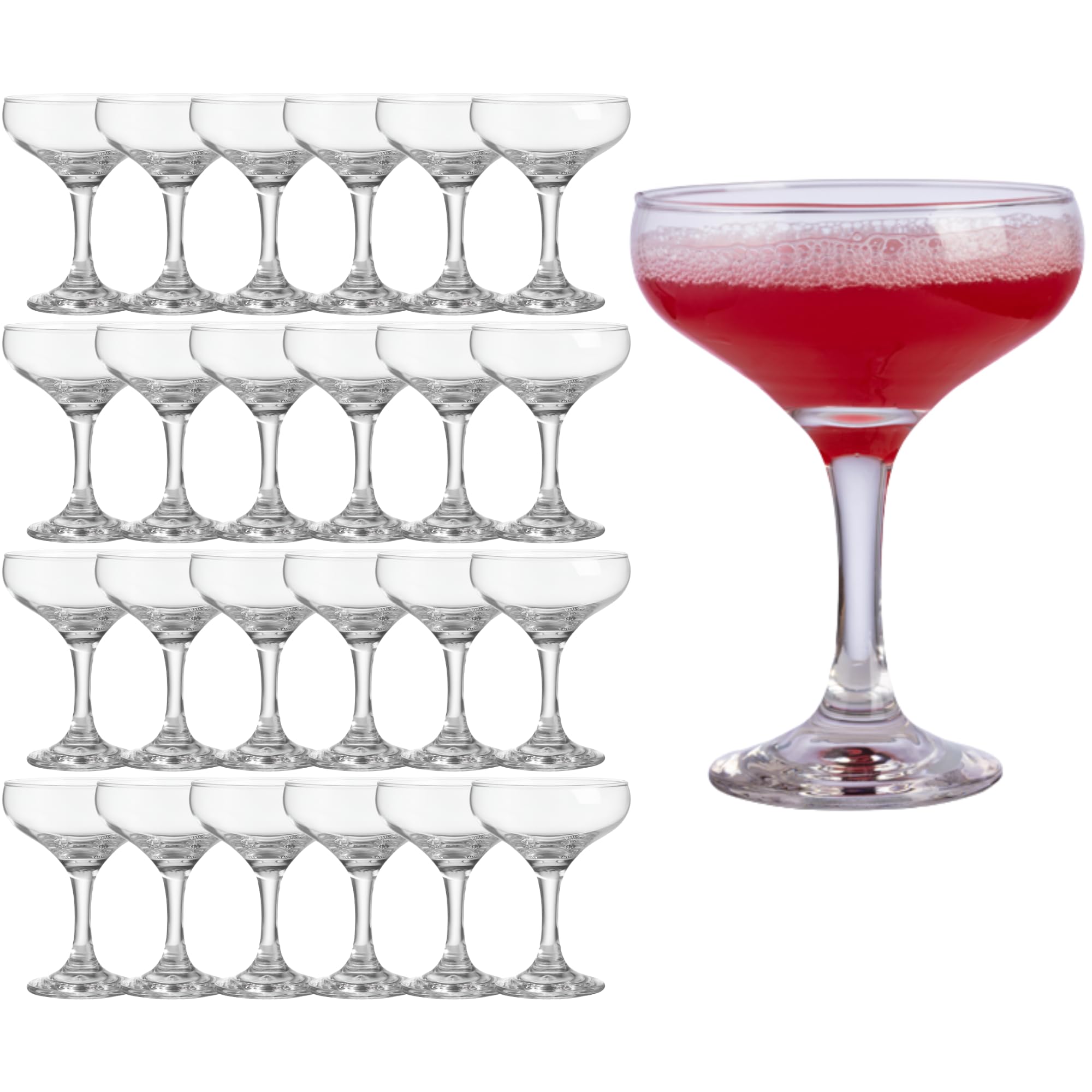 Bar@Drinkstuff Transparent Polycarbonate Coupe Cocktail Glasses – 8.8 Oz / 250 Ml – Virtually Unbreakable Plastic Coupes For Cocktails & Champagne (24)