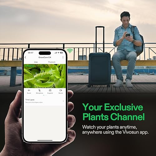 Miniatura 8 de VIVOSUN GrowCam C4, cámara inteligente WiFi QHD 2K para tienda de cultivo y caja de cultivo inteligente VGrow, soporta WiFi de 2.4 GHz (no 5 GHz6