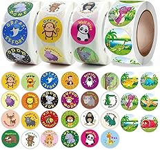 500PCS Motivational Reward Stickers Roll 1-Inch Colorful Cartoon Design Stickers for Kids – Teacher & Parent Incentives for Classroom, Homework & Behavior Encouragement