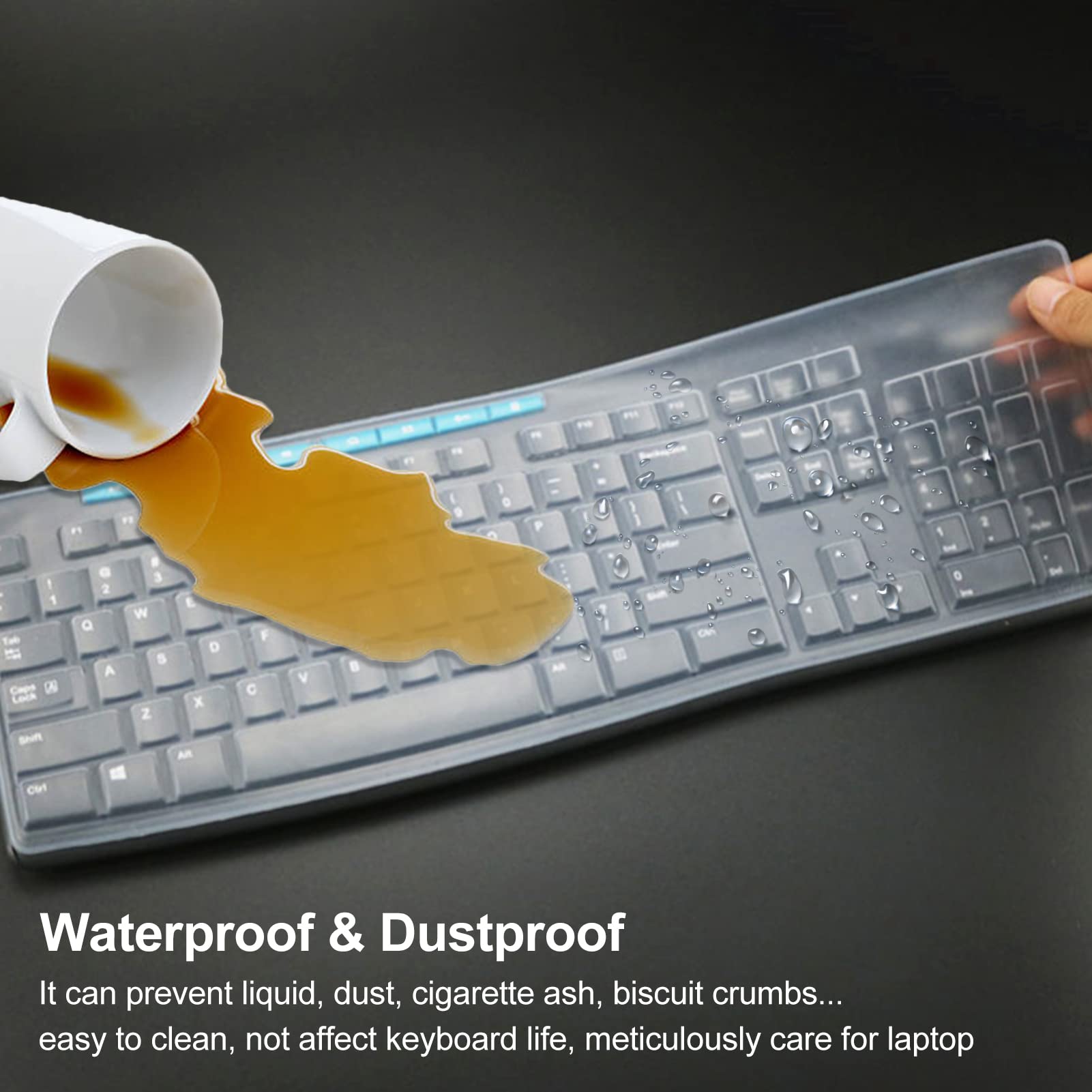 Copertura per tastiera in silicone per Logitech K200 K260 K270, copertura per tastiera Logitech K200 K260 K270 ergonomica, tastiera wireless MK200 MK260, impermeabile, antipolvere