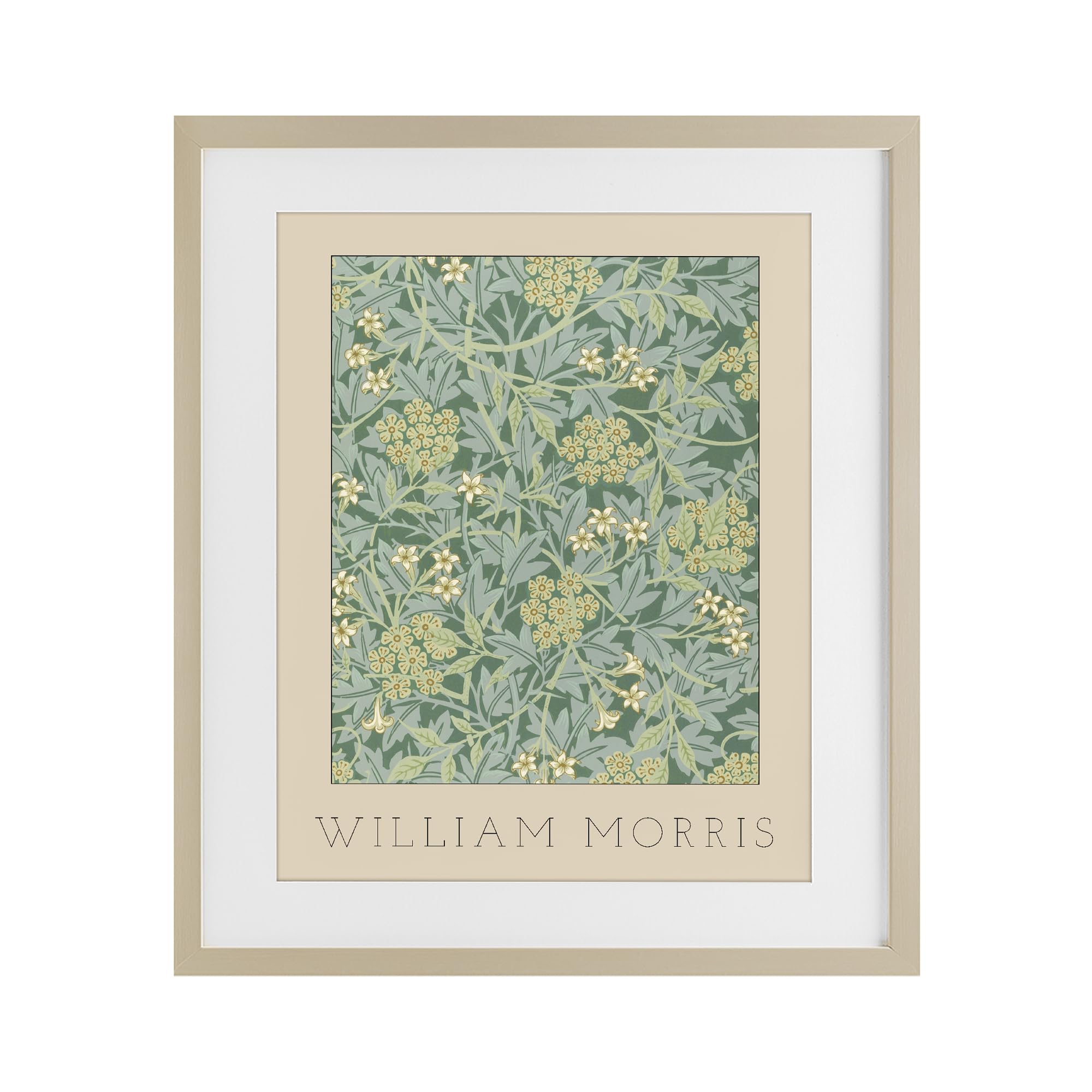 Stupell Industries 'William Morris Green Tones', Framed Print Under Glass, Brown, 17 x 21 Inches, Easy to Hang and Sturdy, Made in USA, by Lil' Rue